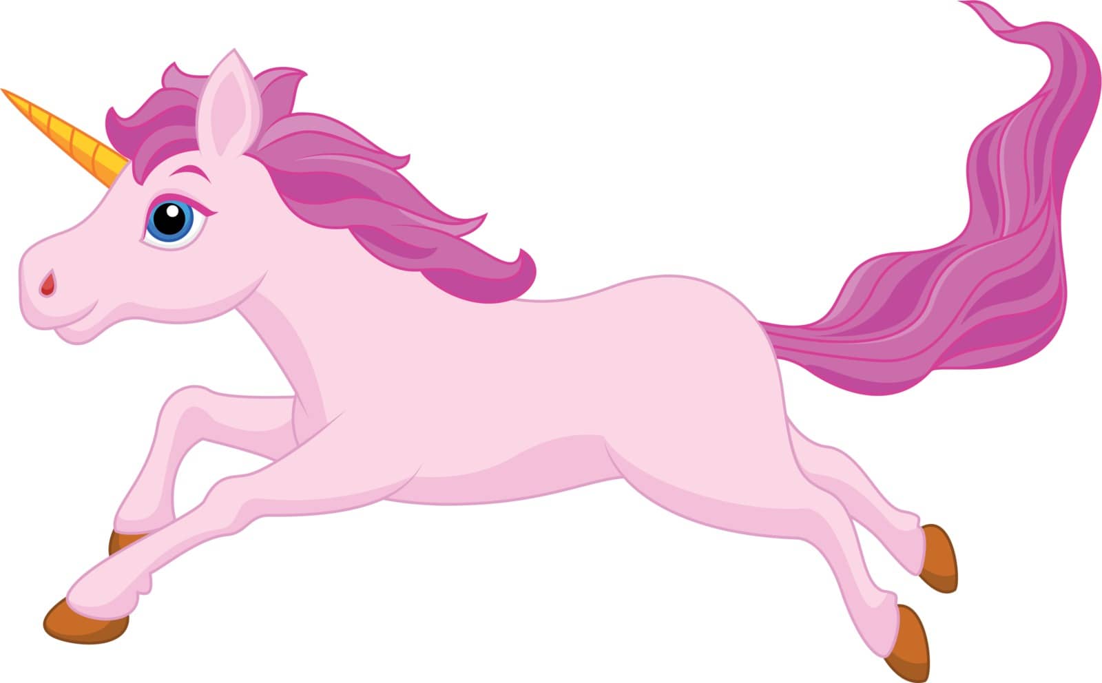 Vector illustration ofCute pink unicorn cartoon running