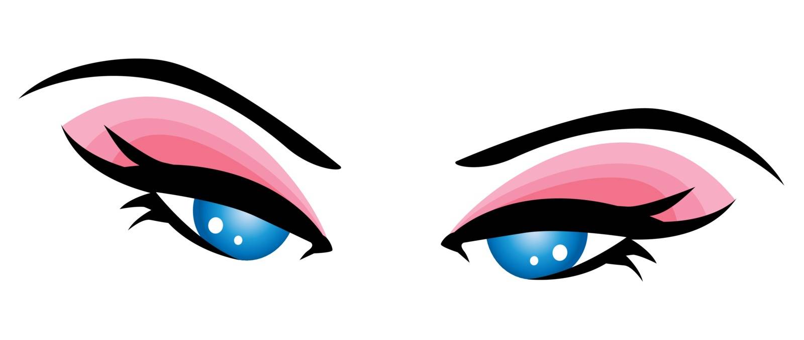 Close-up beautiful blue eye of girl-Vector illustration