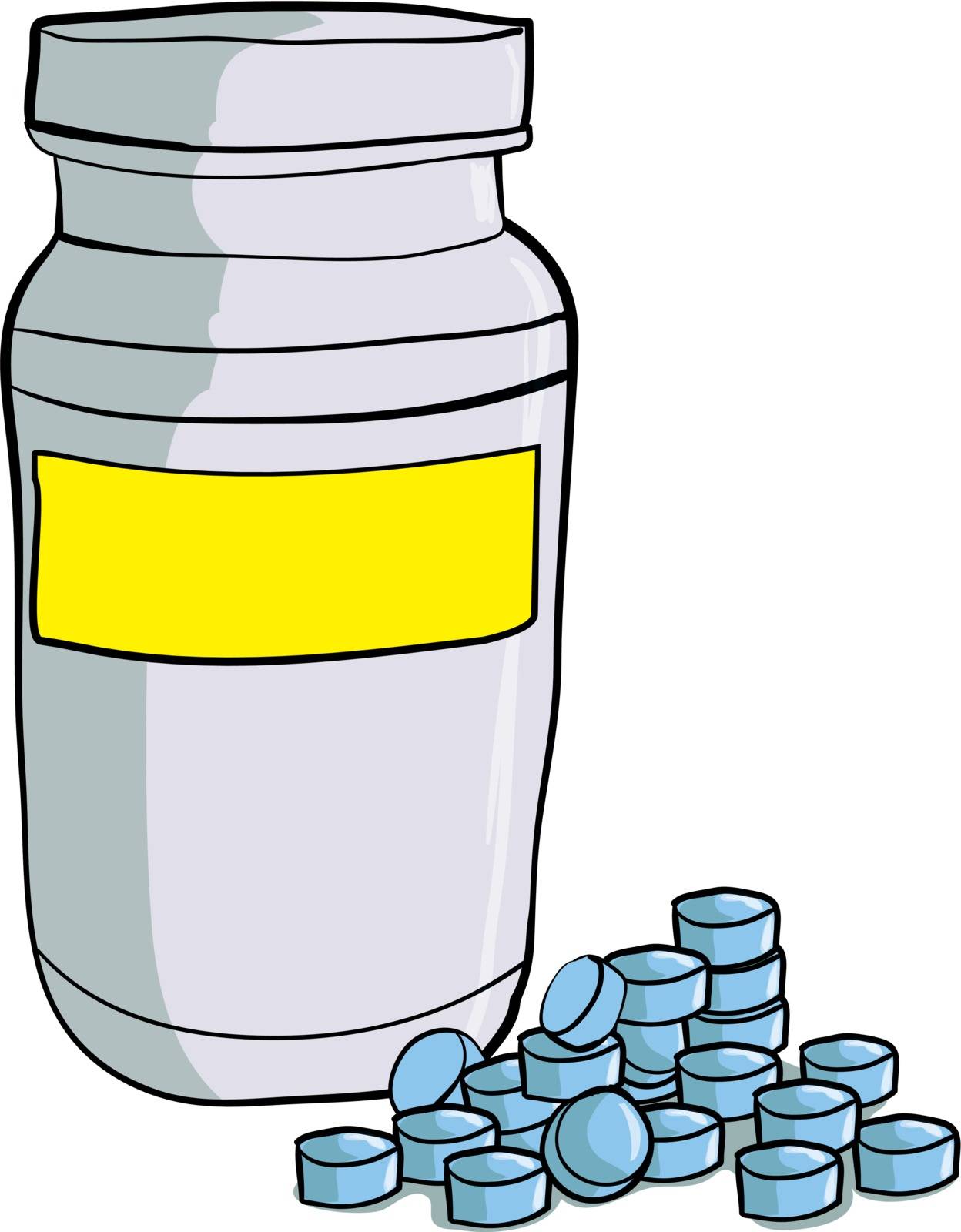 Bottle of medicinal pills by antonbrand