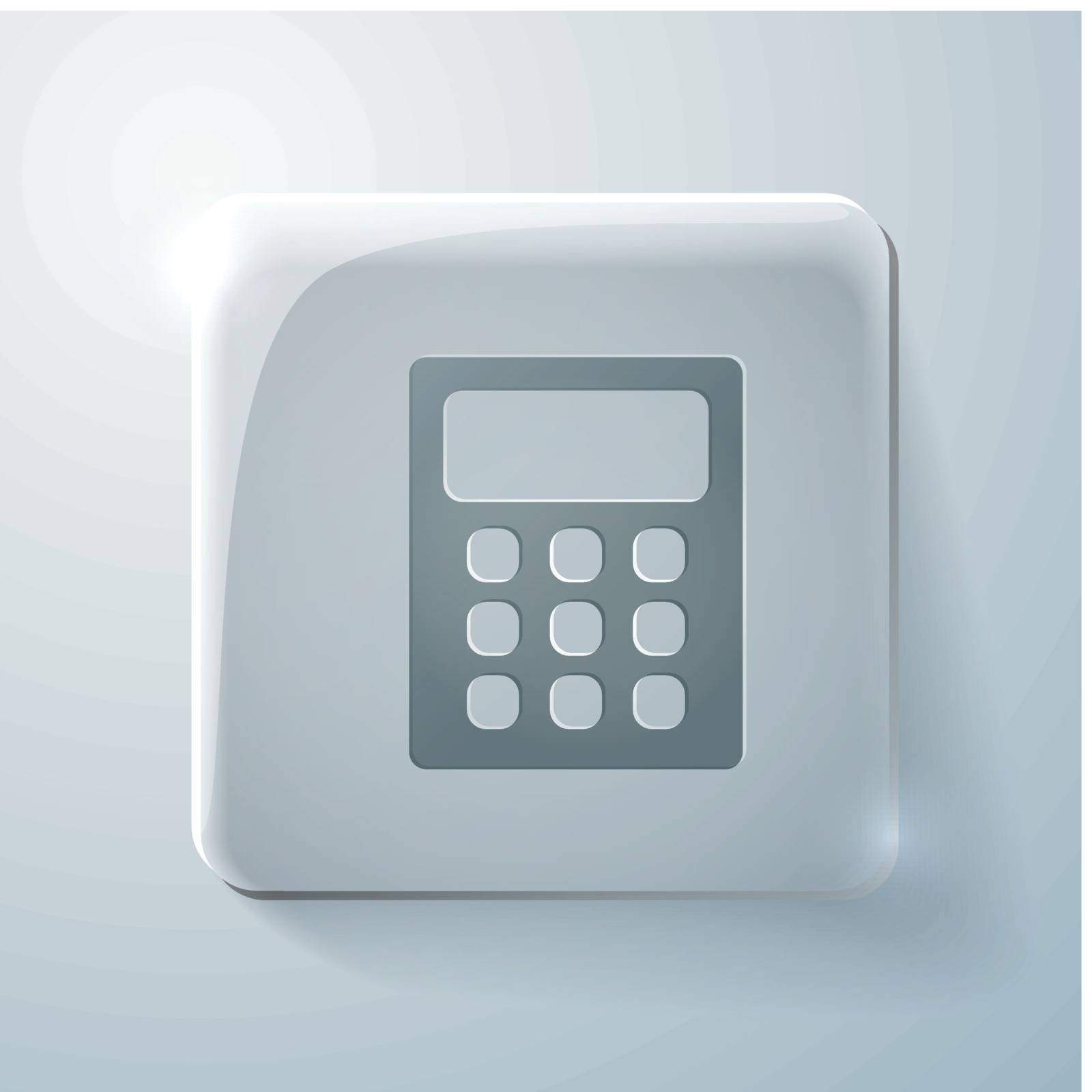 calculator. office  sign. Glass square icon with highlights