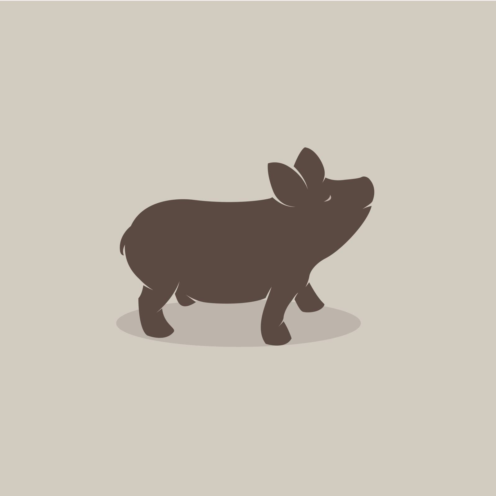 Vector image of an pig on brownish background