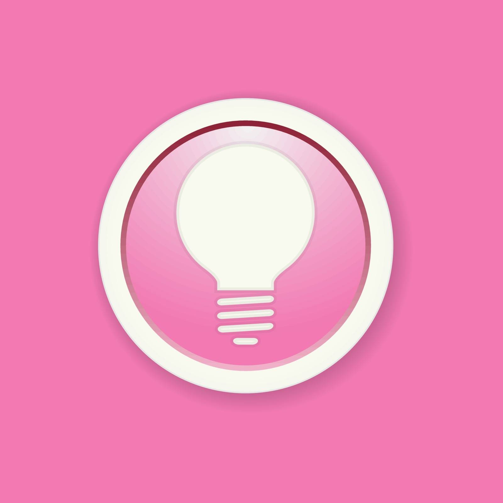 the pink glossy circle button with bulb pictogram by madtom