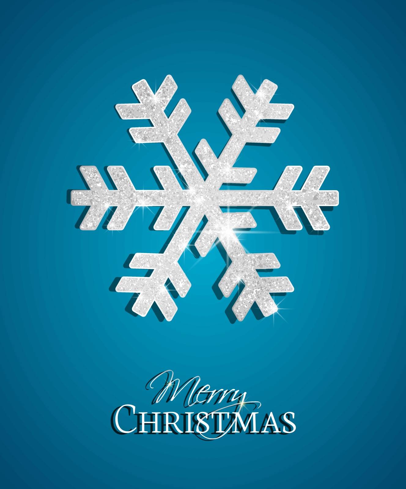 Silver Christmas Snowflake on a blue background