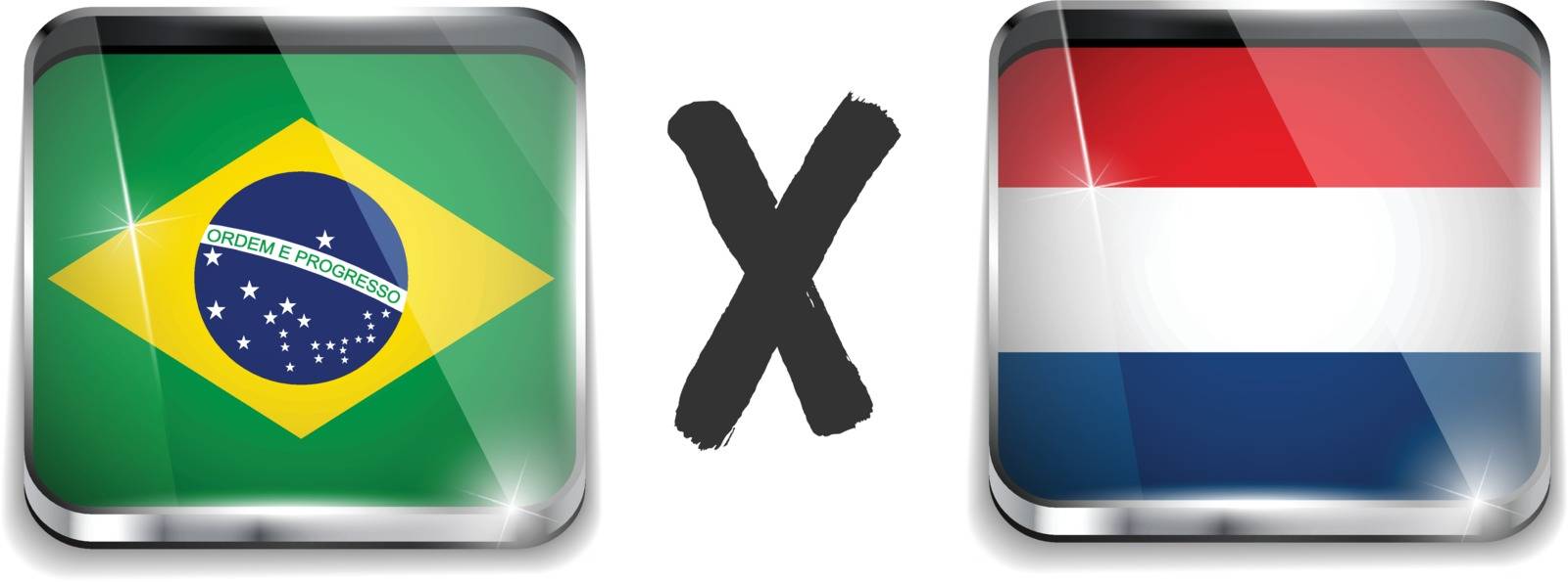 Vector - Netherlands versus Brazil Flag Soccer Game