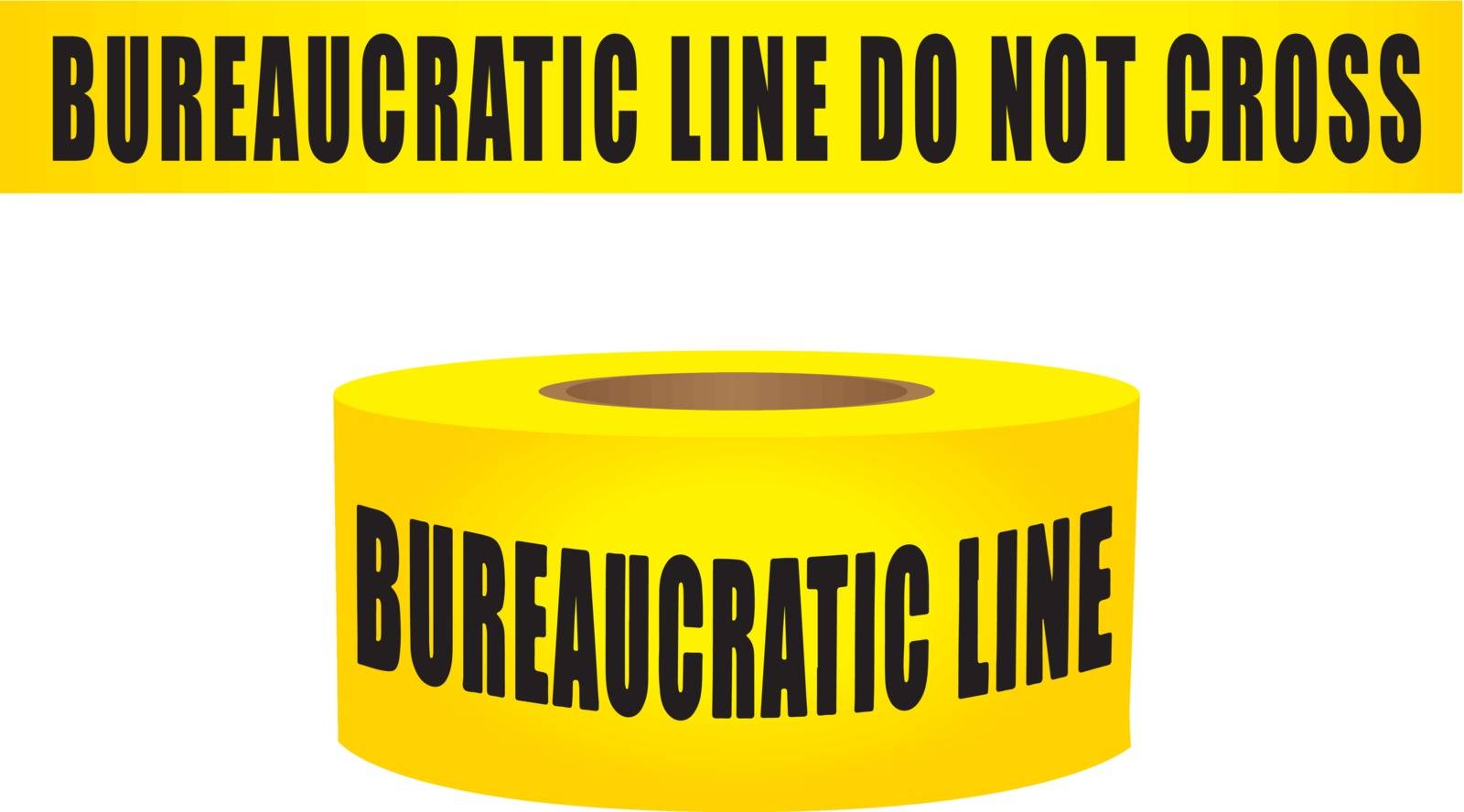 Restrictive yellow ribbon prohibiting passage bureaucratic line do not cross. Vector illustration.