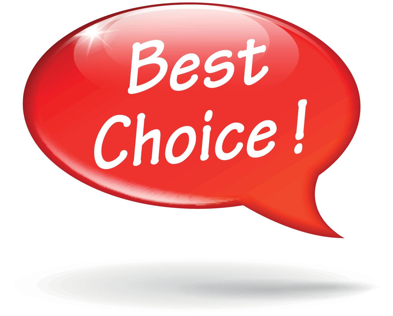 Vector illustration of red best choice speech bubble