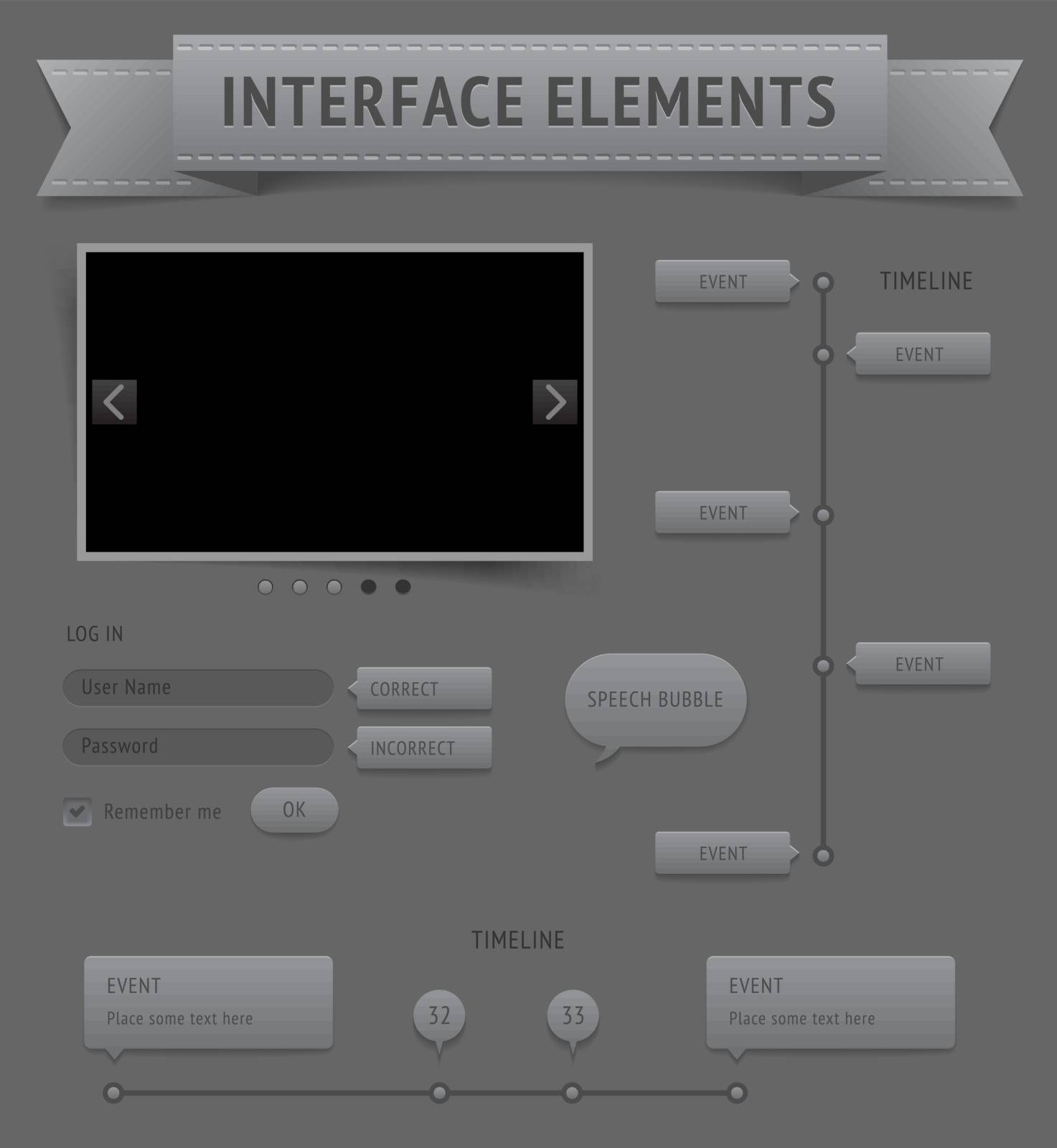 User interface elements. Vector saved as EPS-10, file contains objects with transparency (shadows etc.) 
