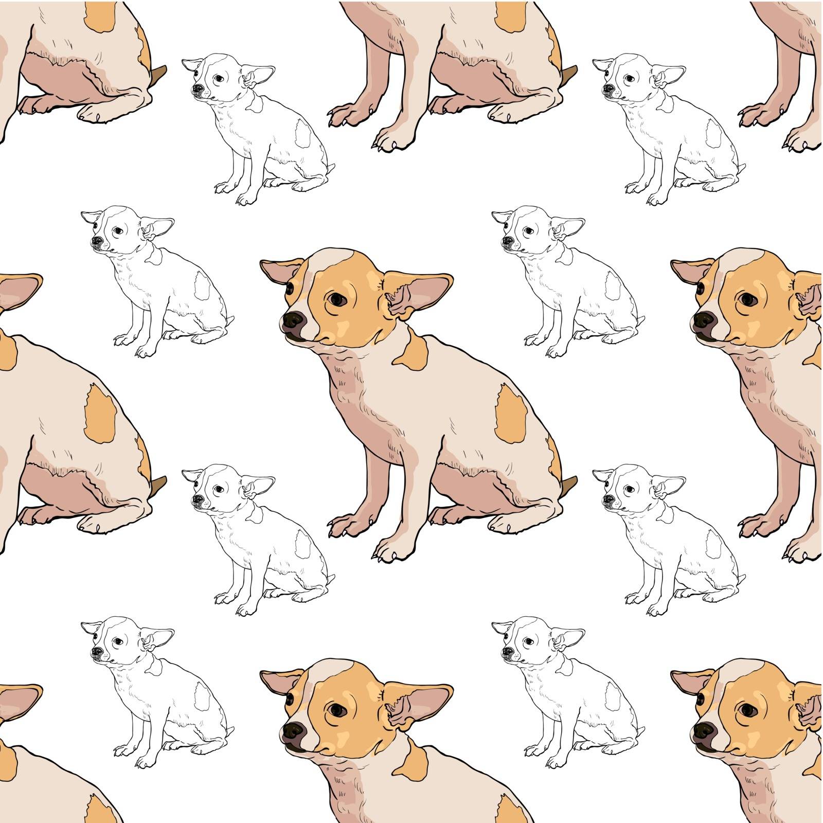 Seamless pattern of adorable chihuahua on sitting pose