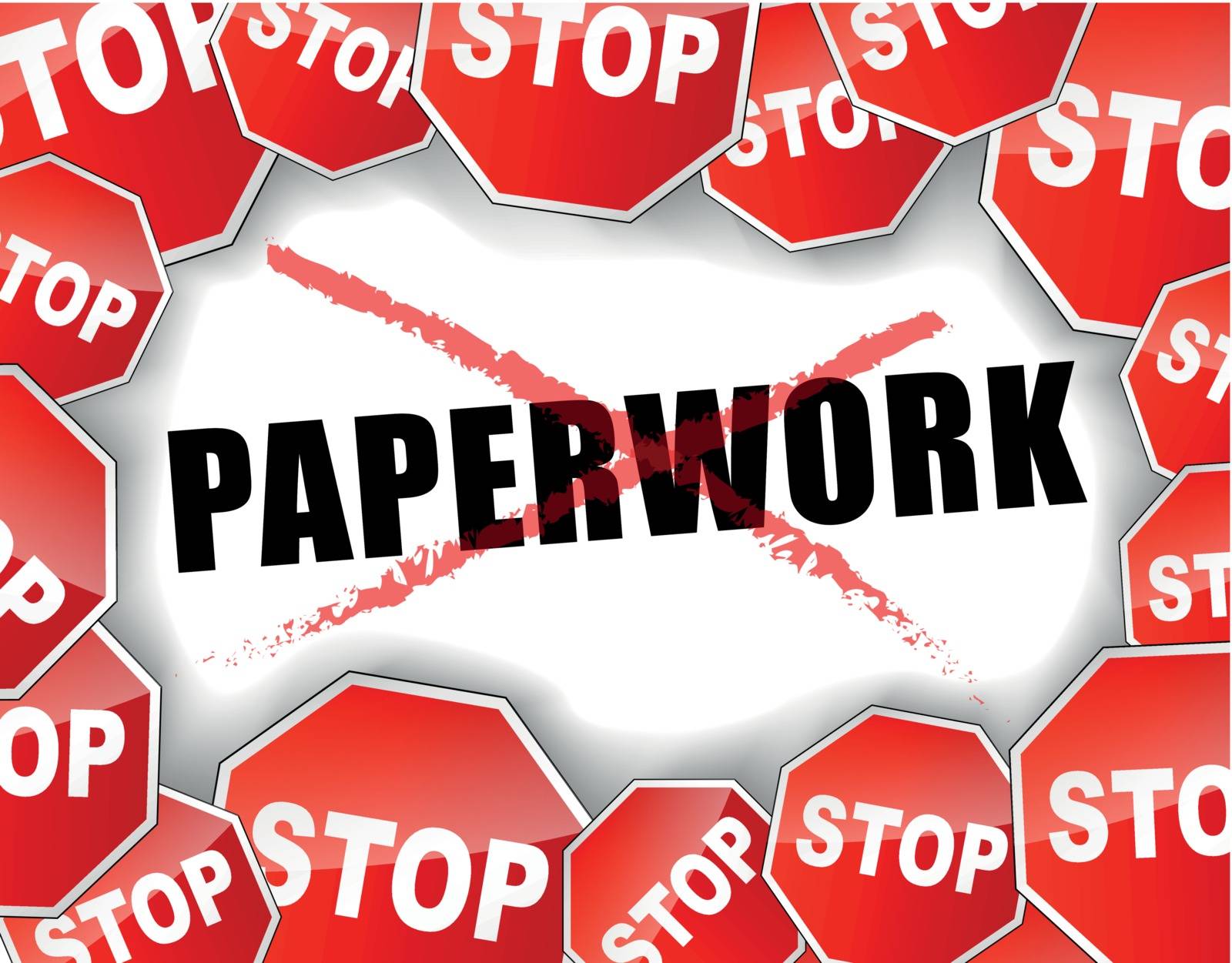 Vector illustration of stop paperwork concept background