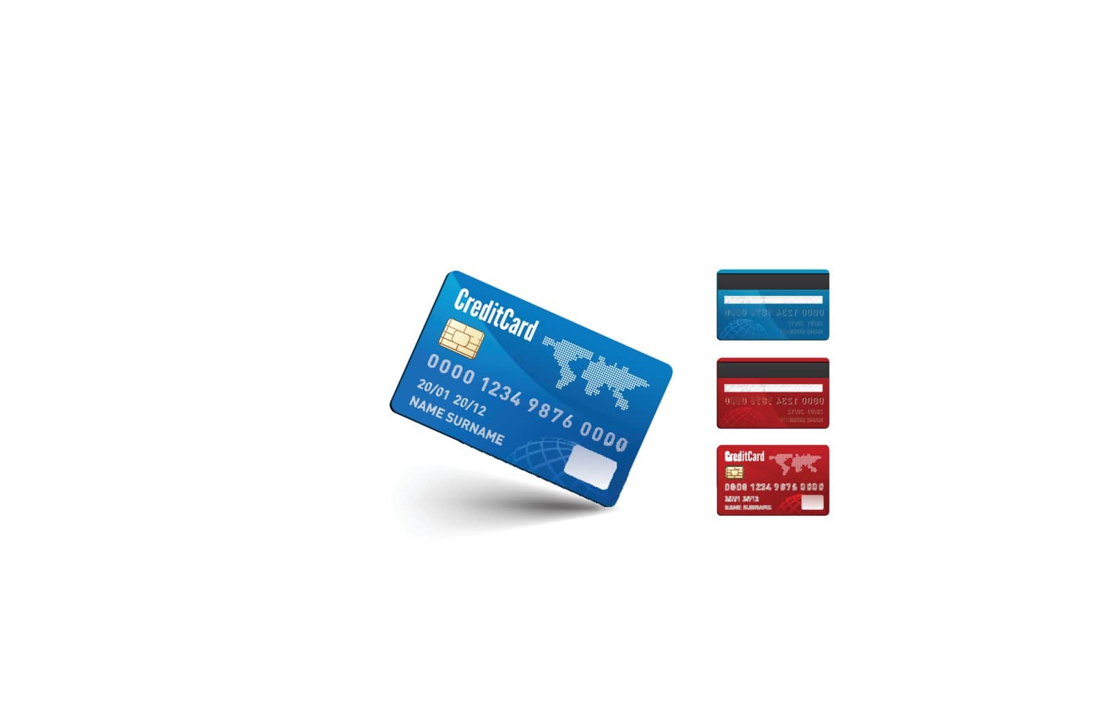 Realistic vector Credit Card two sides on white background