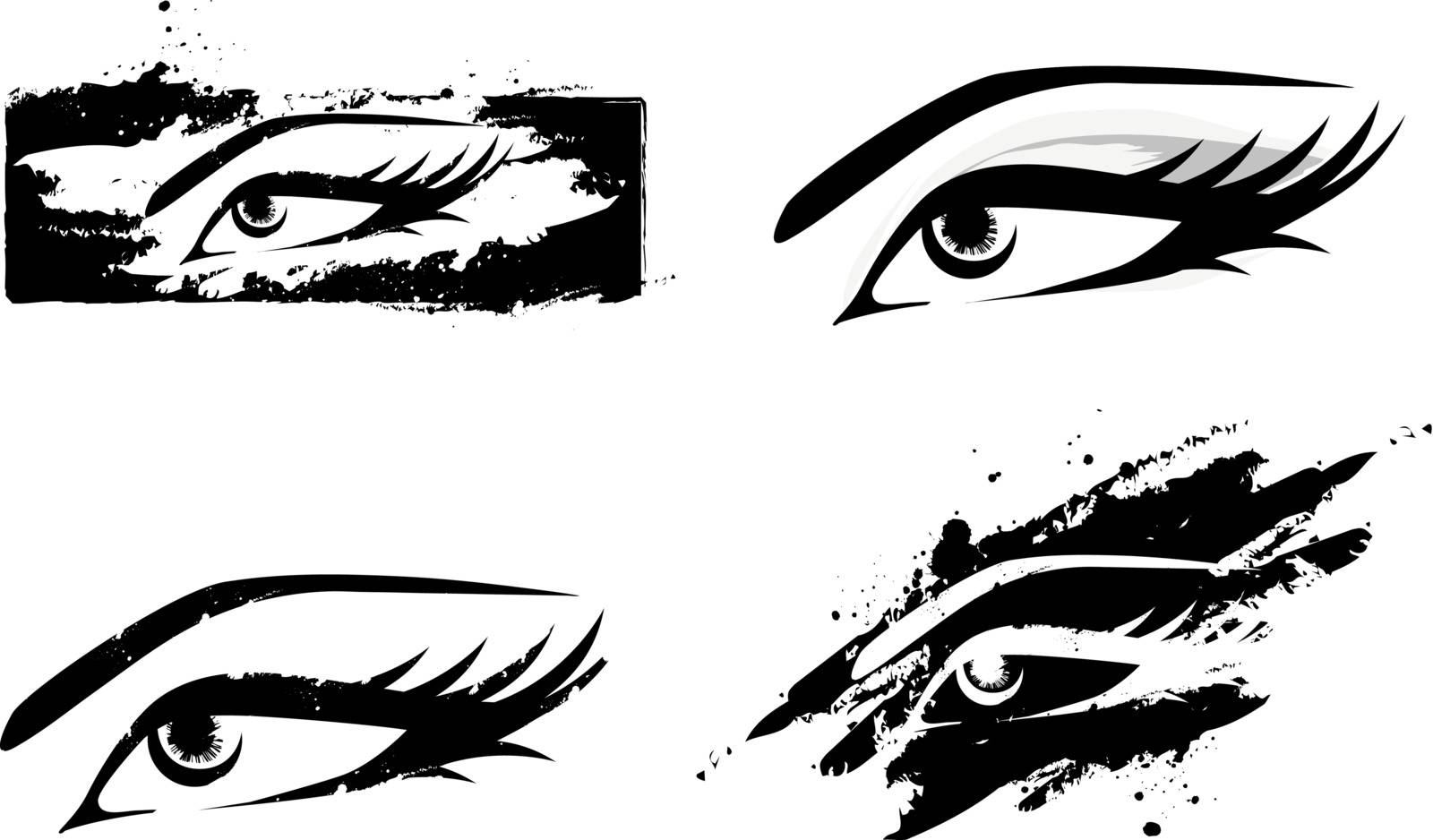 Woman Abstract MakeUp Eye Collection in Black and White