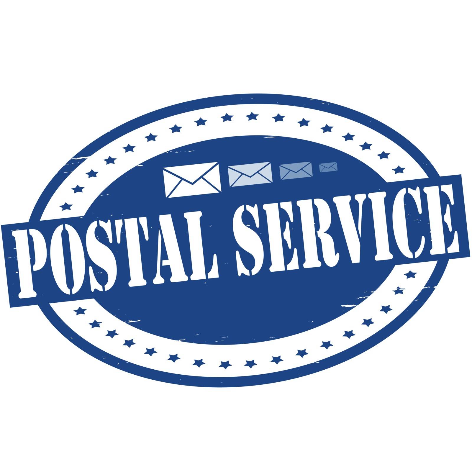Stamp with text postal service inside, vector illustration