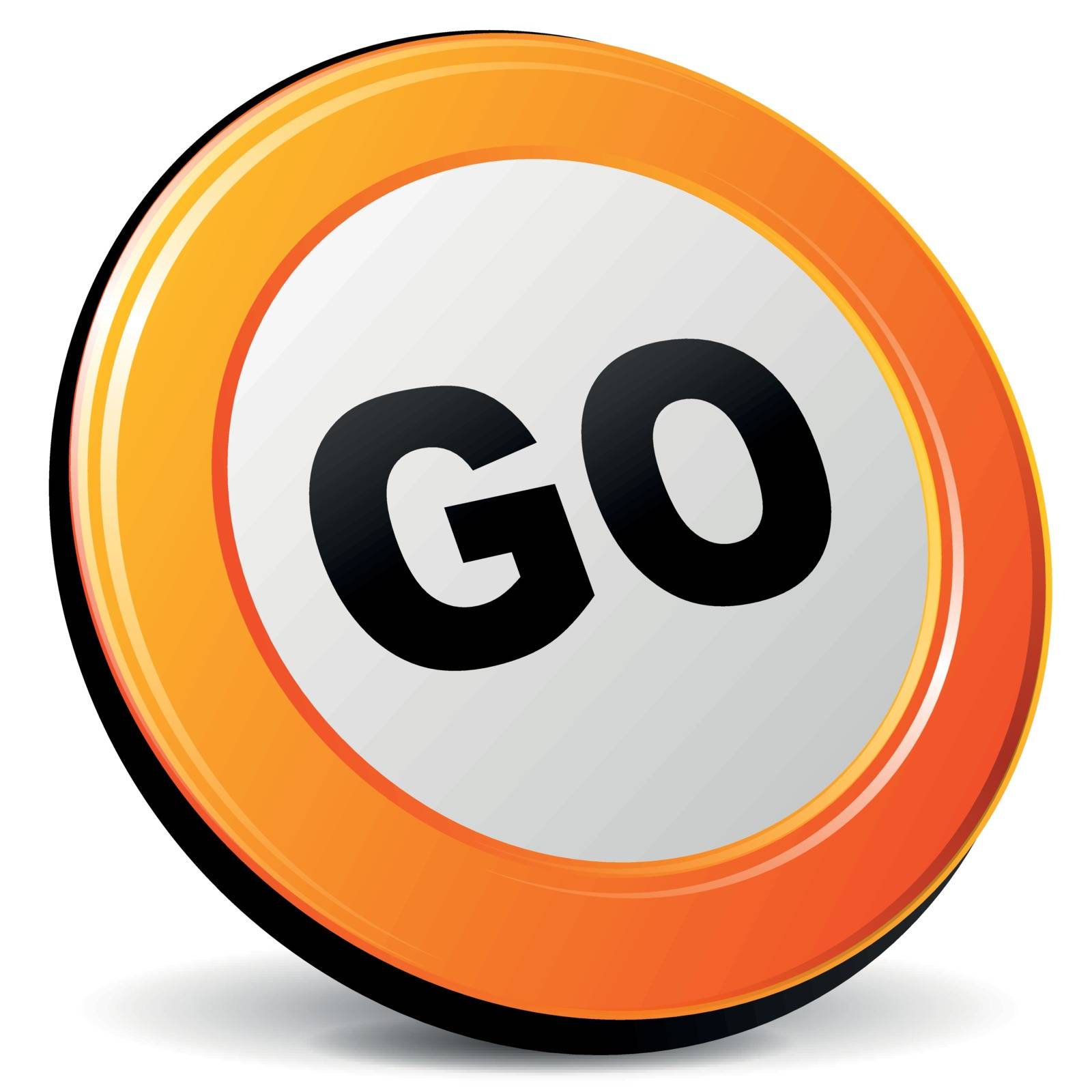 Vector illustration of orange 3d go icon