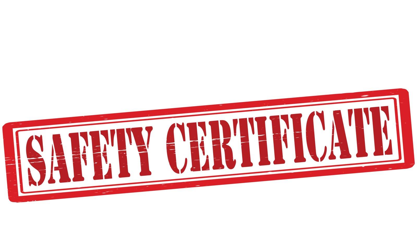 Stamp with text safety certificate inside, vector illustration