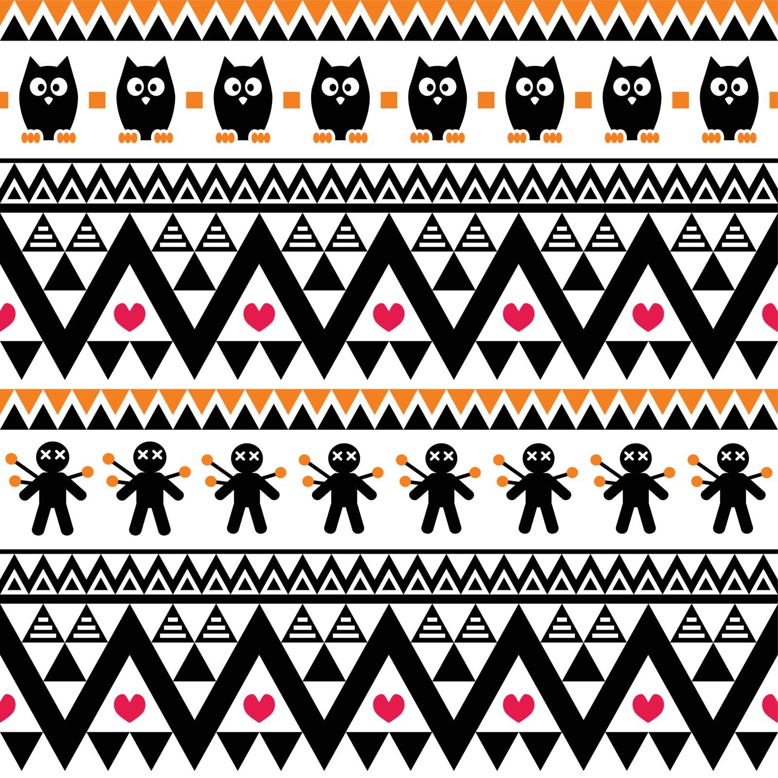 Black and orange repetitive pattern for Halloween on white background