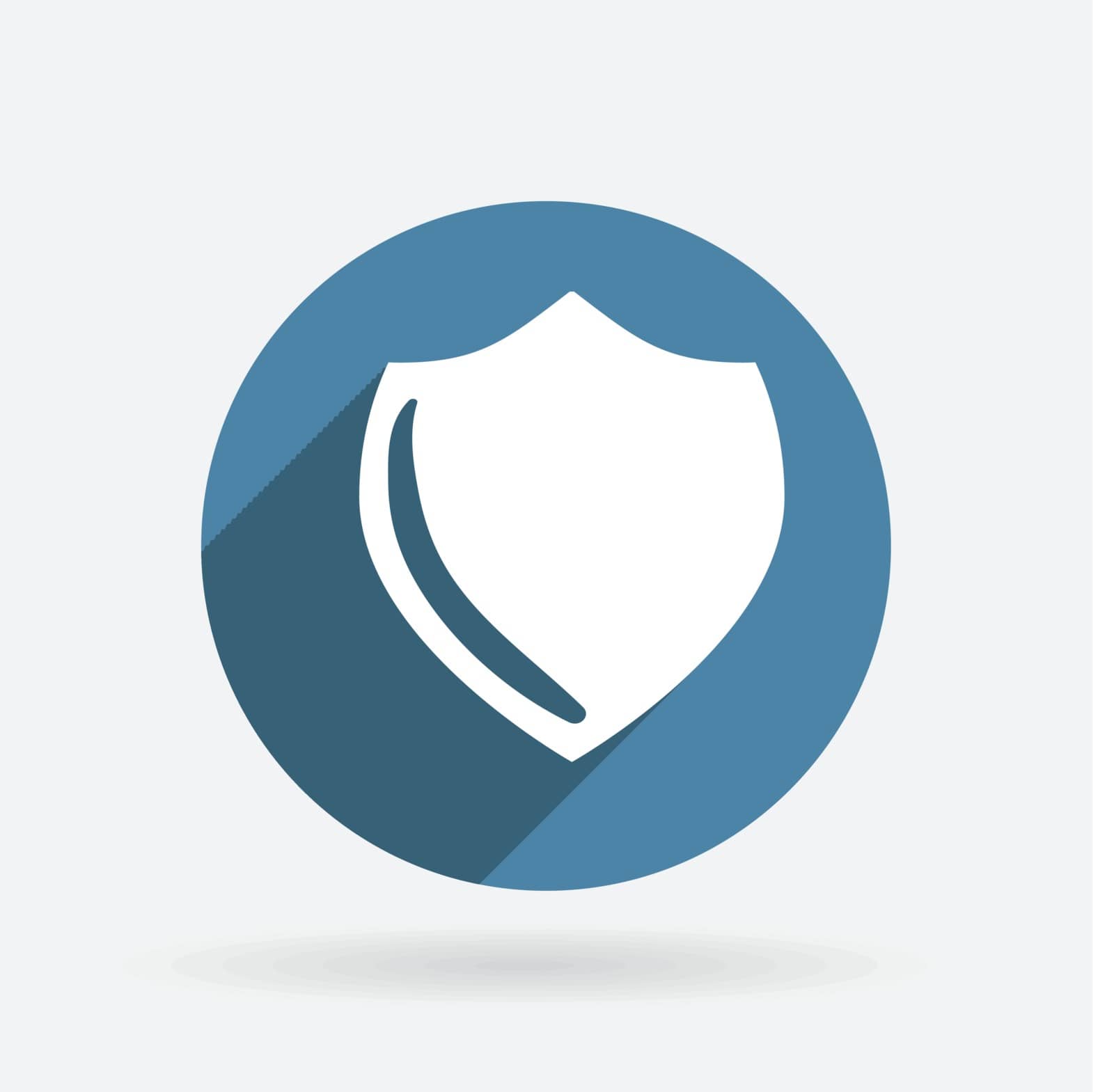 protection shield. Circle blue icon with shadow. by LittleCuckoo