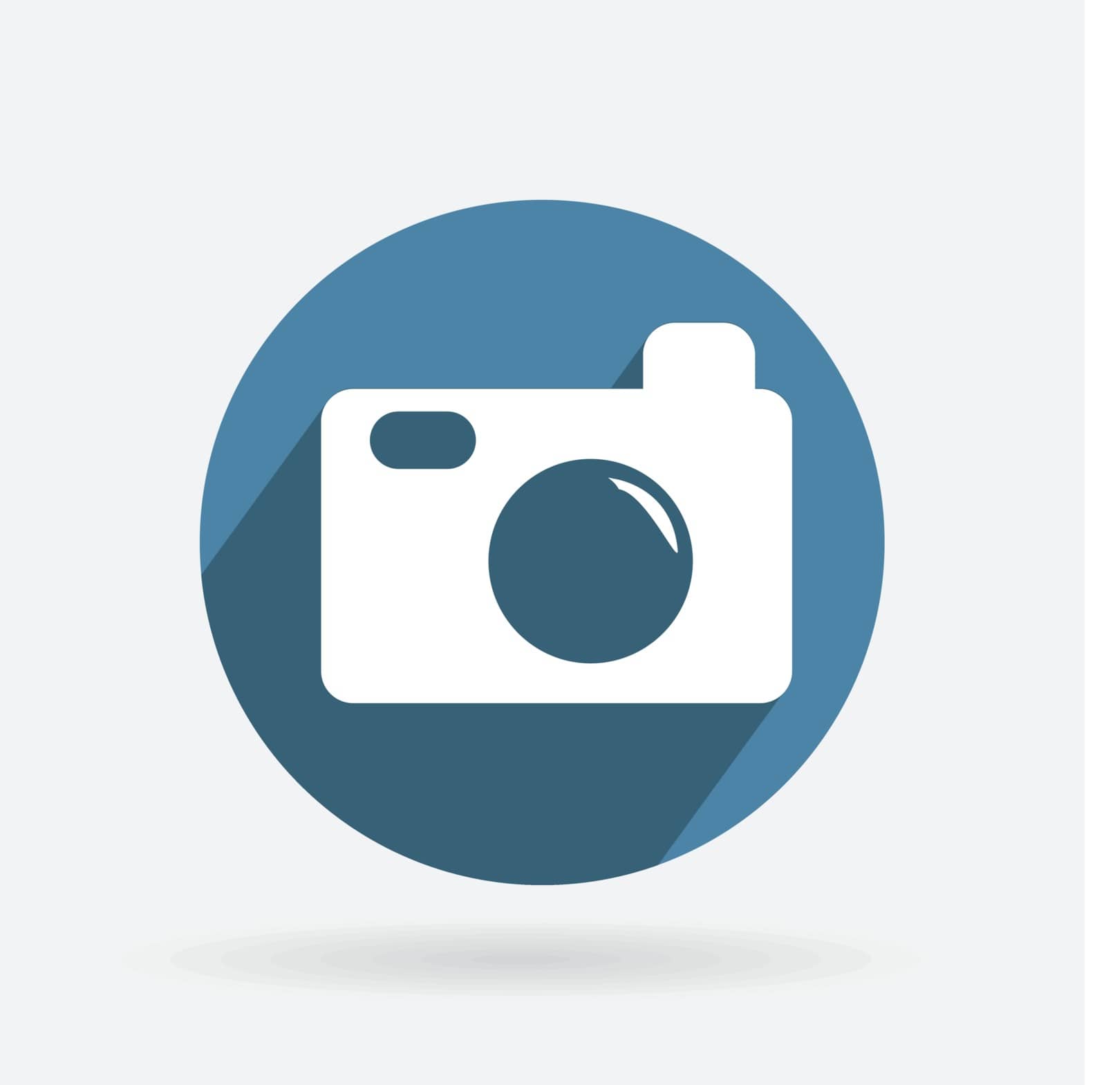 Circle blue icon with shadow, photo camera by LittleCuckoo