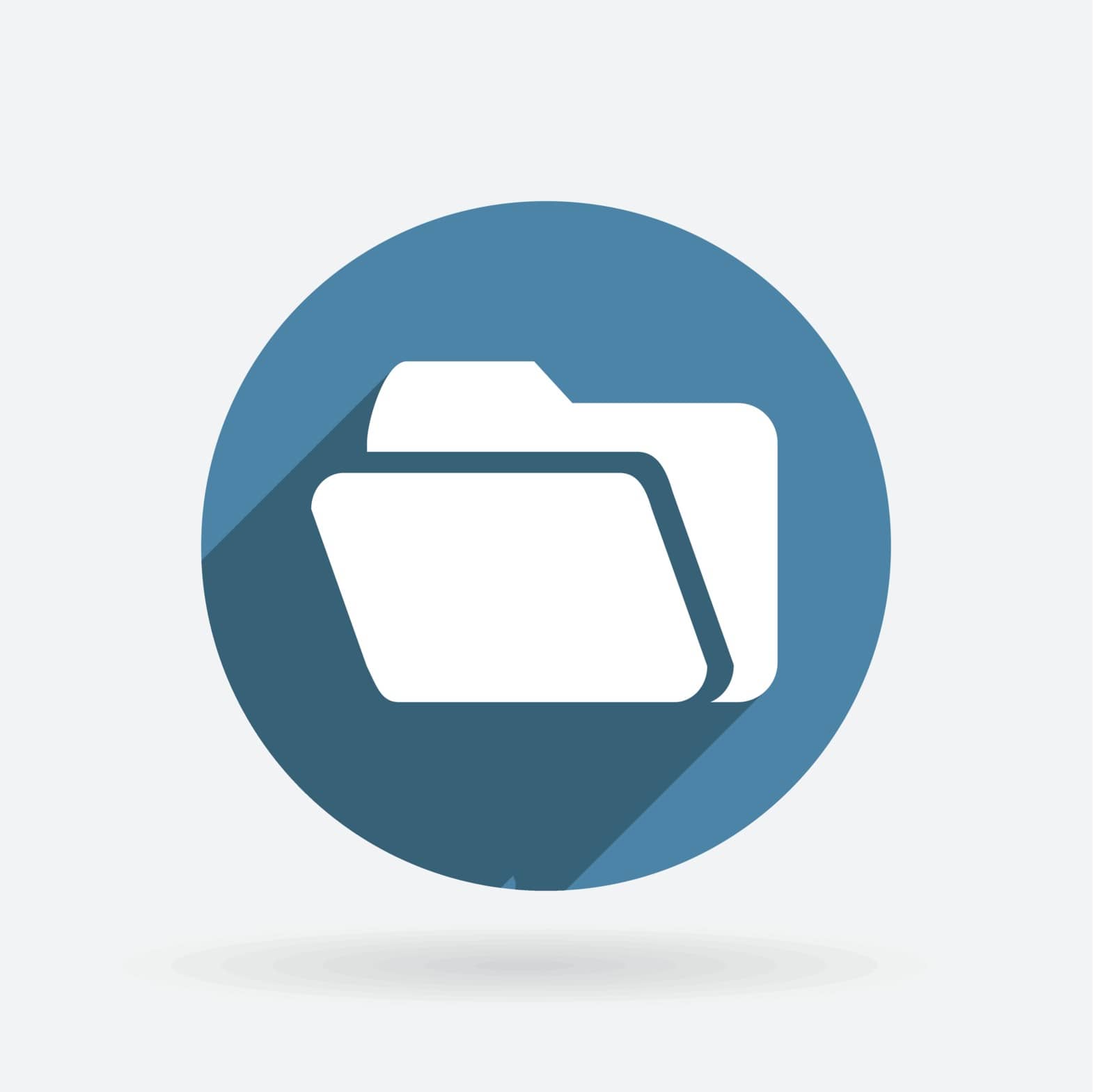 folder for documents. Circle blue icon with shadow. by LittleCuckoo