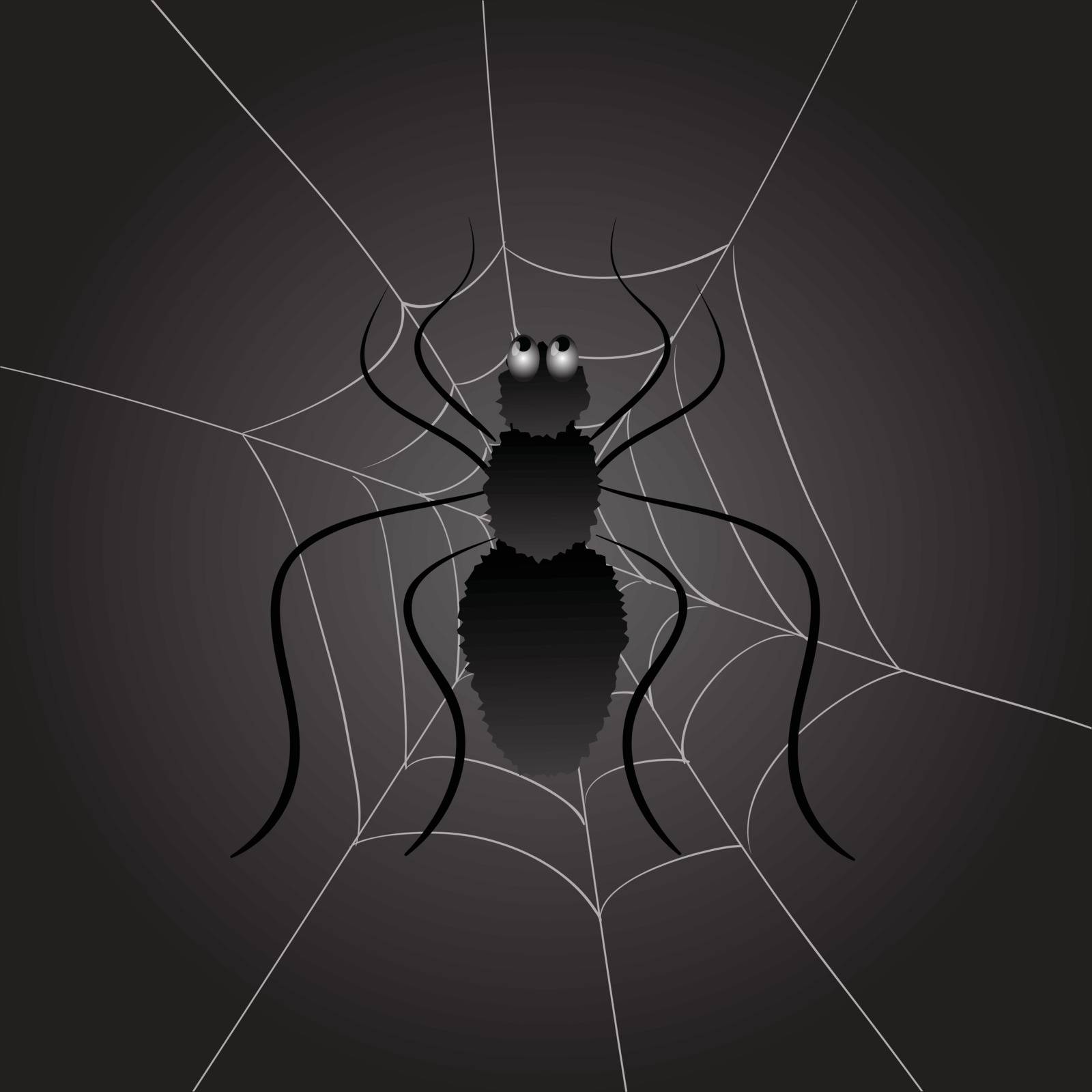 colorful illustration with black spider on a dark background  for your design