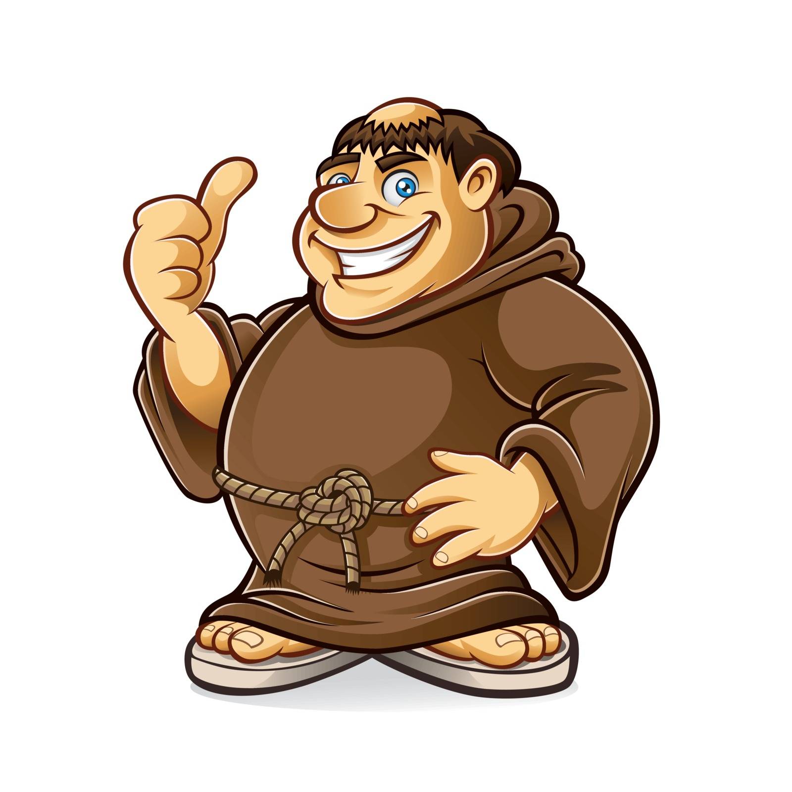 fat monk smiling and thumbs-up