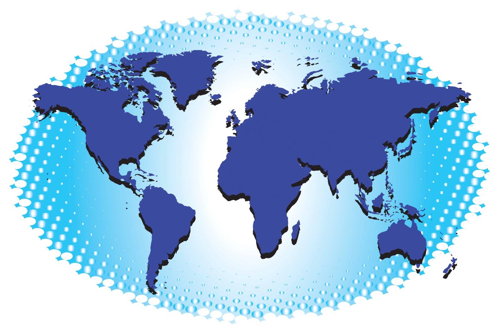 Vector of Continental of World Map on Blue Art Background.