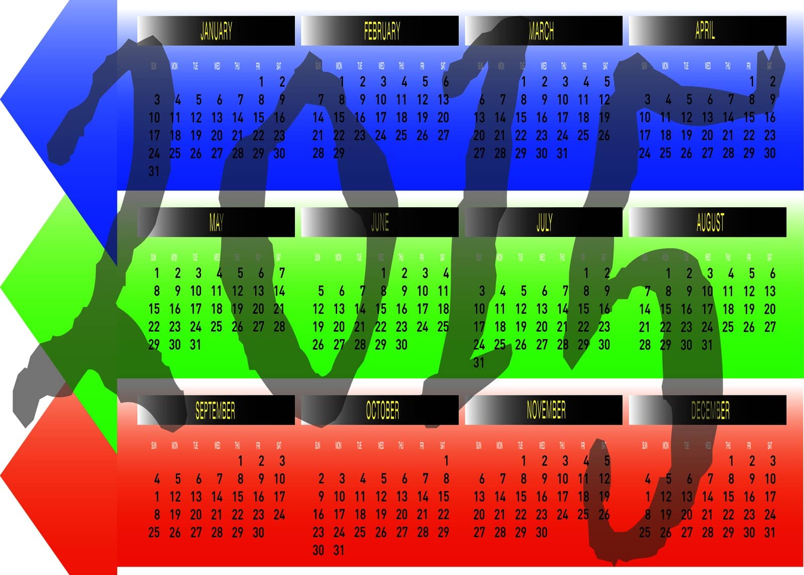 Daily Monthly Yearly 2015 Calendar Planning Chart by kobfujar