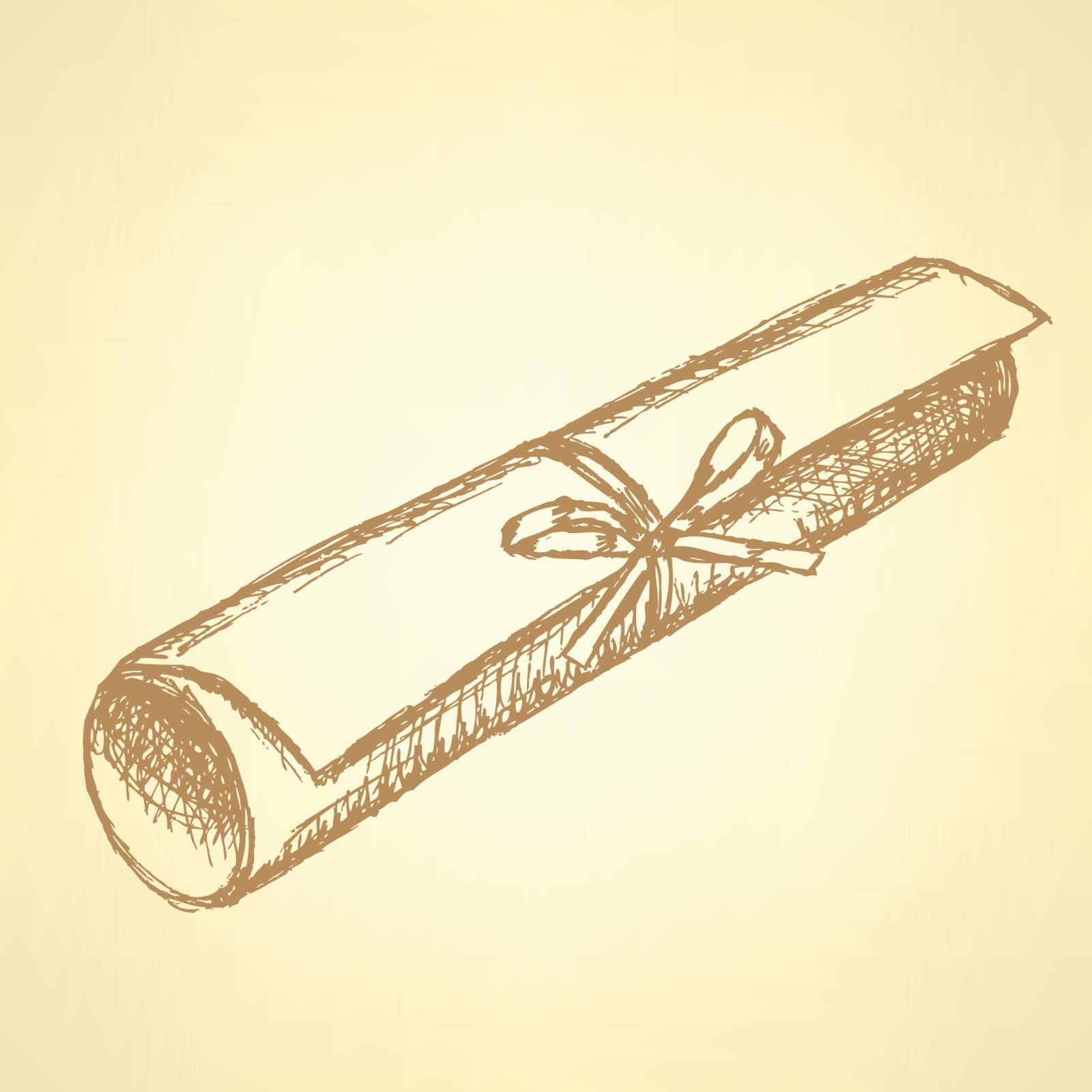 Sketch graduation diploma scroll in vintage style
