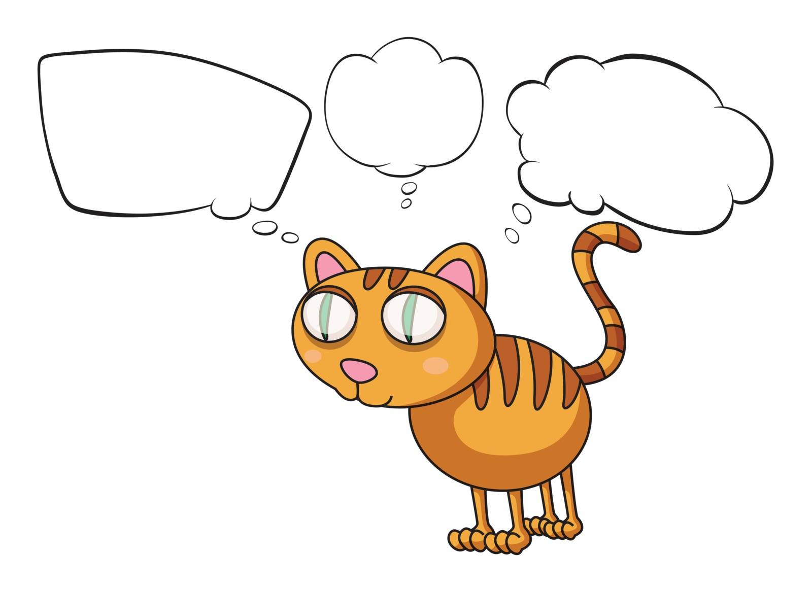 Illustration of the cat thinking on a white background
