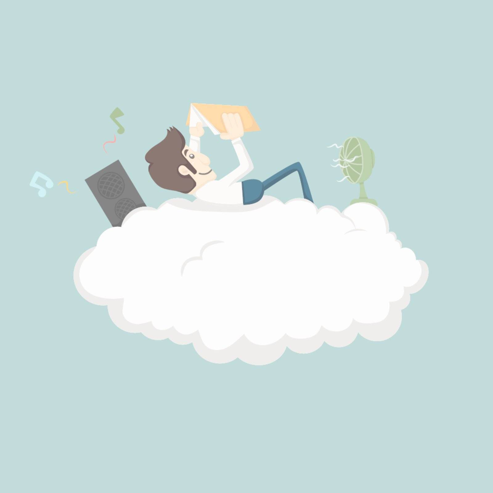 Businessman resting on a cloud  , eps10 vector format
