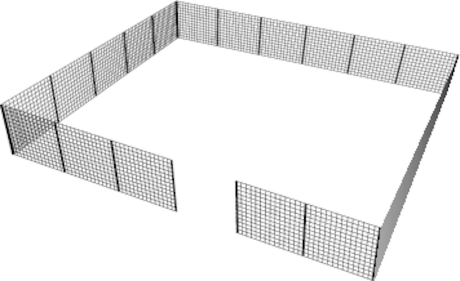 Open rectangular fence of net sections. Vector illustration.