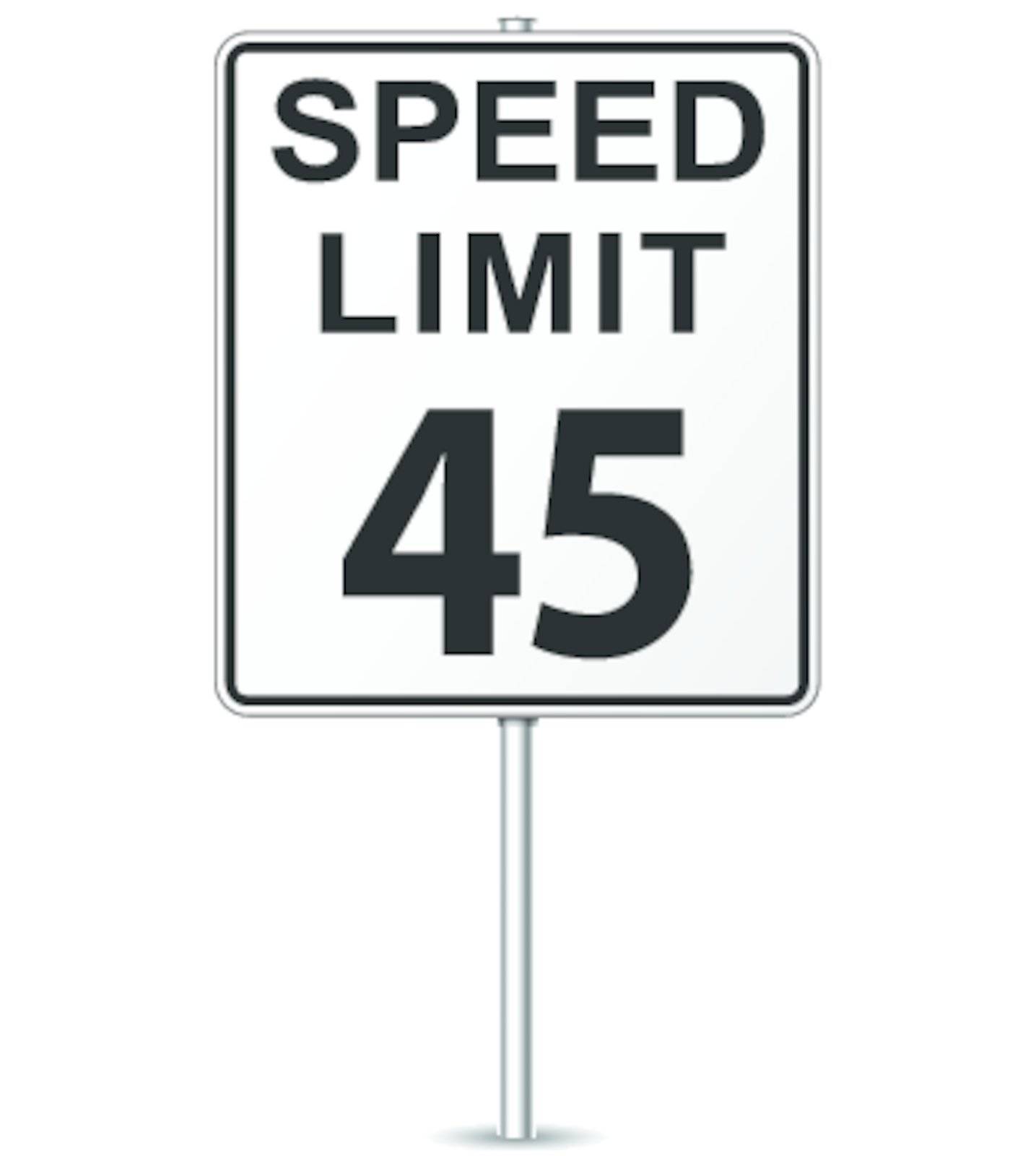 Vector illustration of forty five speed limit signpost
