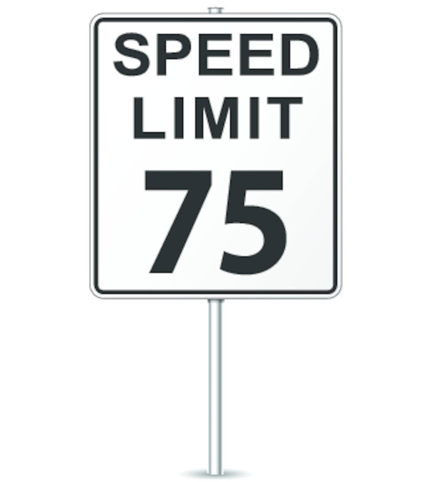 Vector illustration of seventy five speed limit signpost