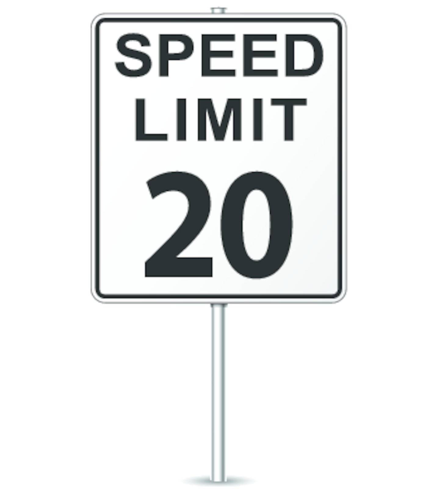 Vector illustration of twenty speed limit signpost