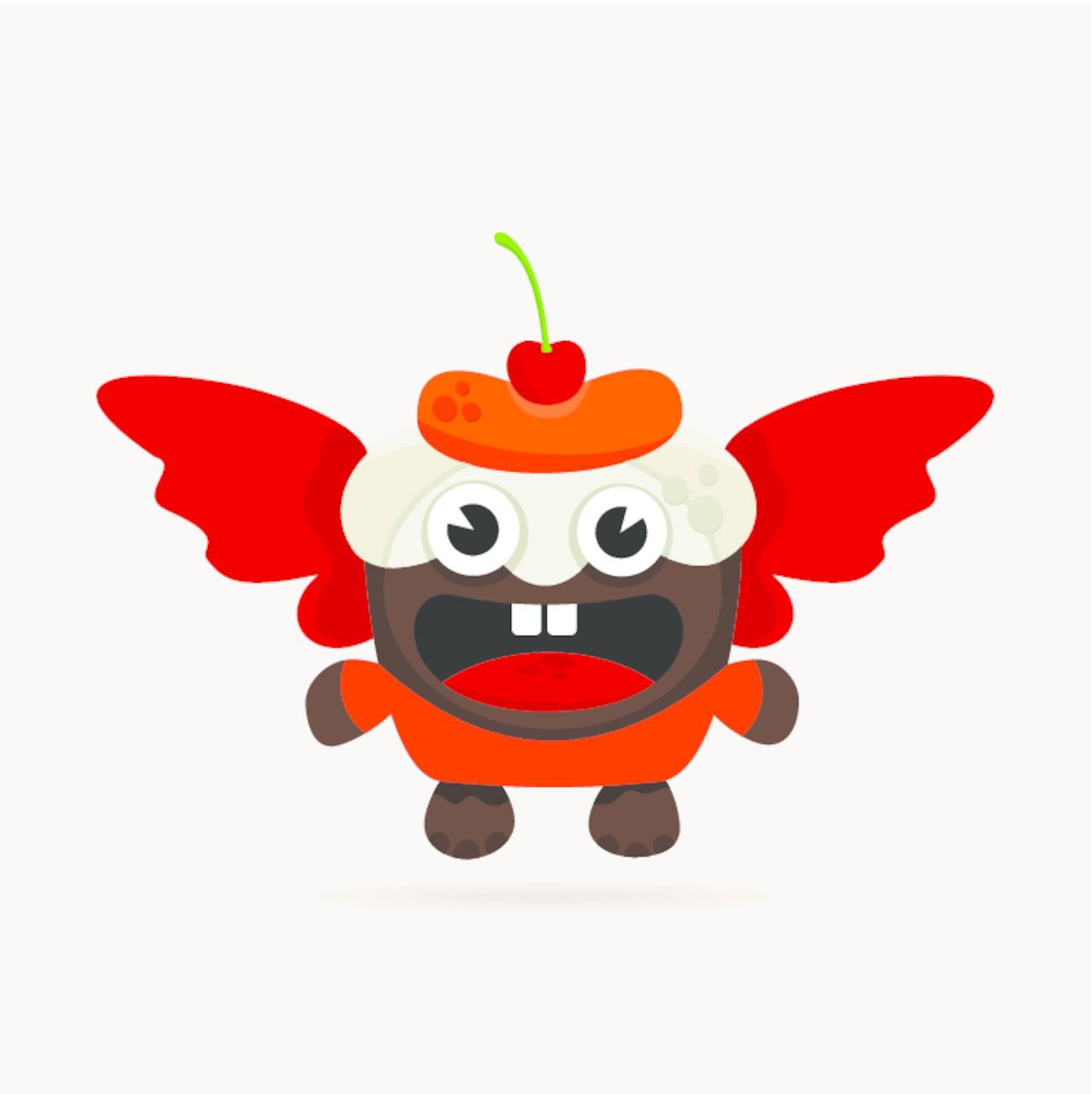 Fruitcake with wings. A vector illustration