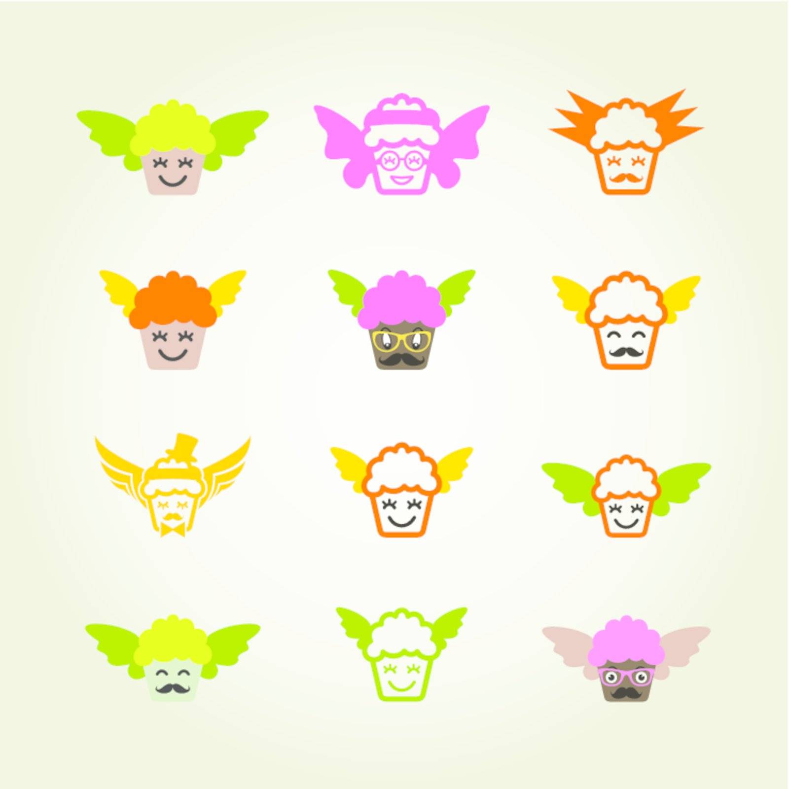 Set of icons of fruitcakes. A vector illustration