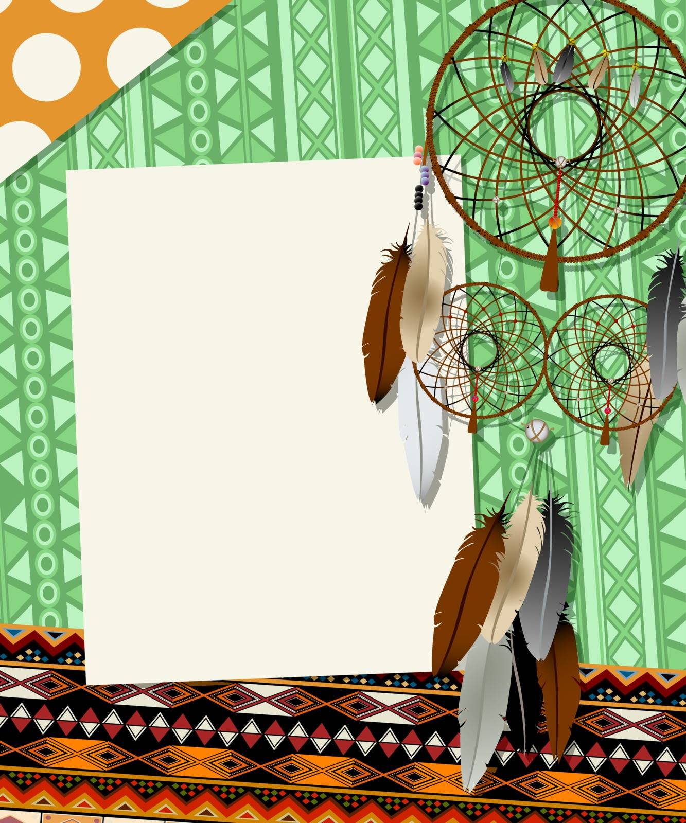 Text card, collage with american indian dream catcher