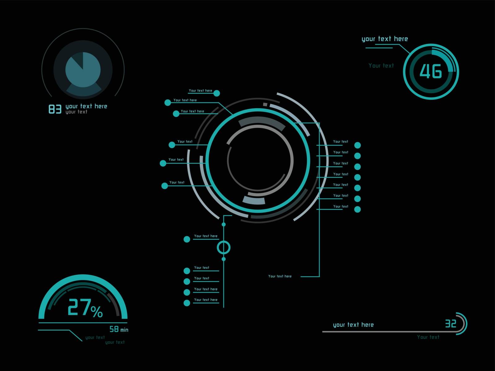 Futuristic green infographics as head-up display