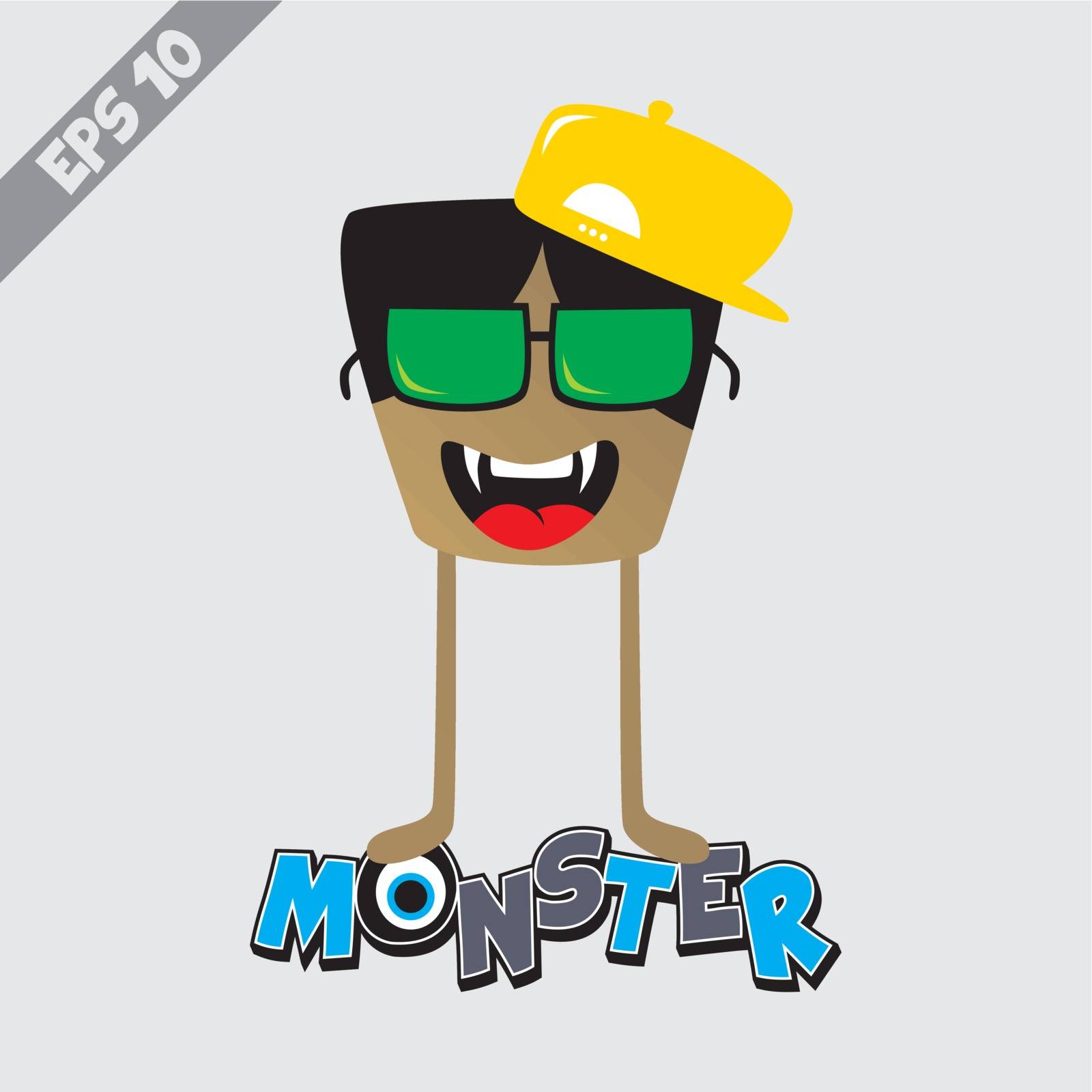 cartoon monster character theme vector art illustration