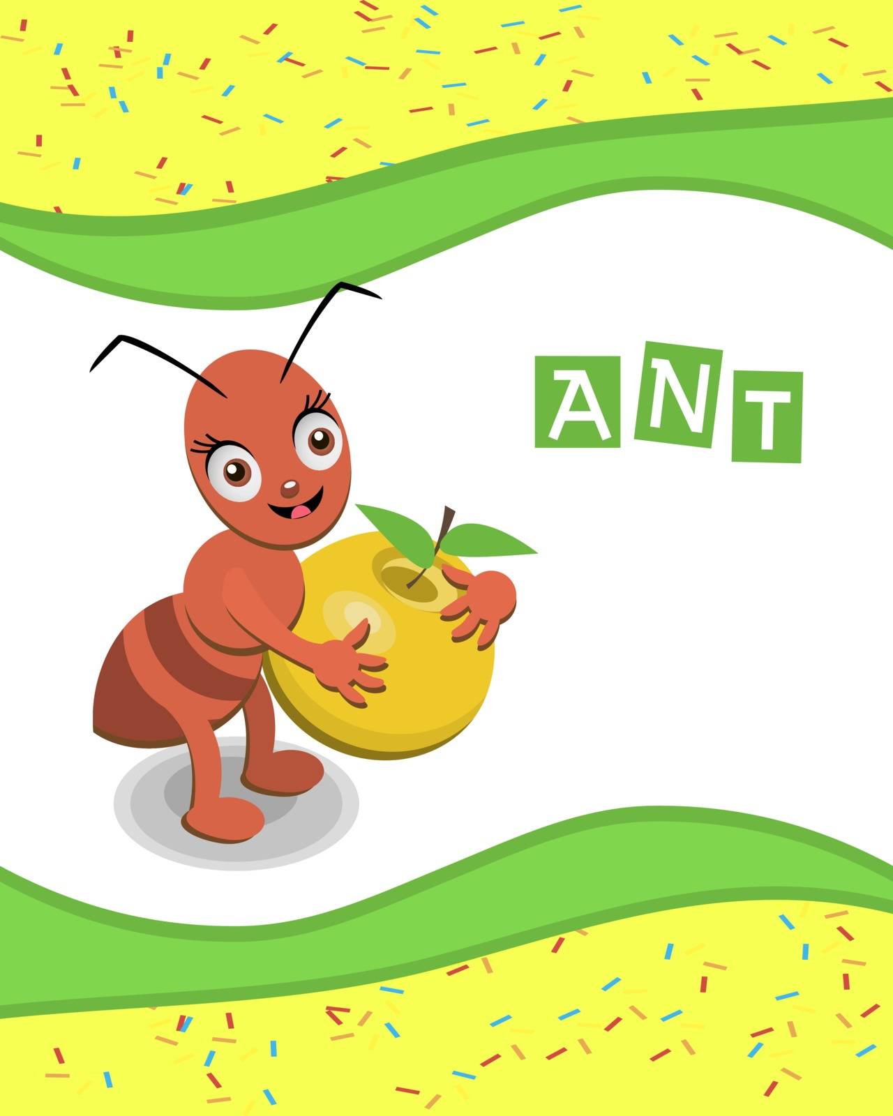 Ant from the collection of alphabet animals for your educational insights