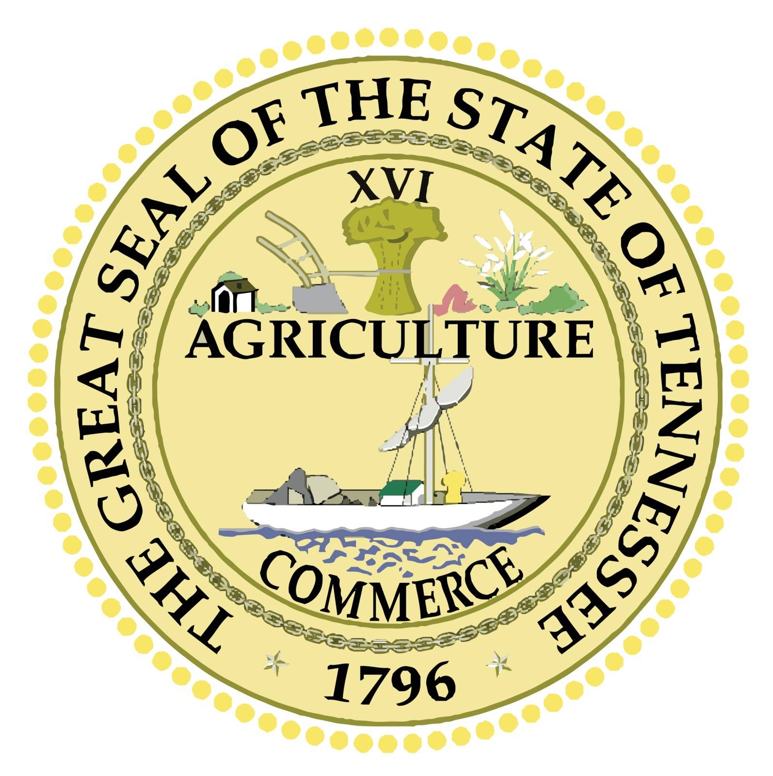 The State Seal of Tennessee on a white background