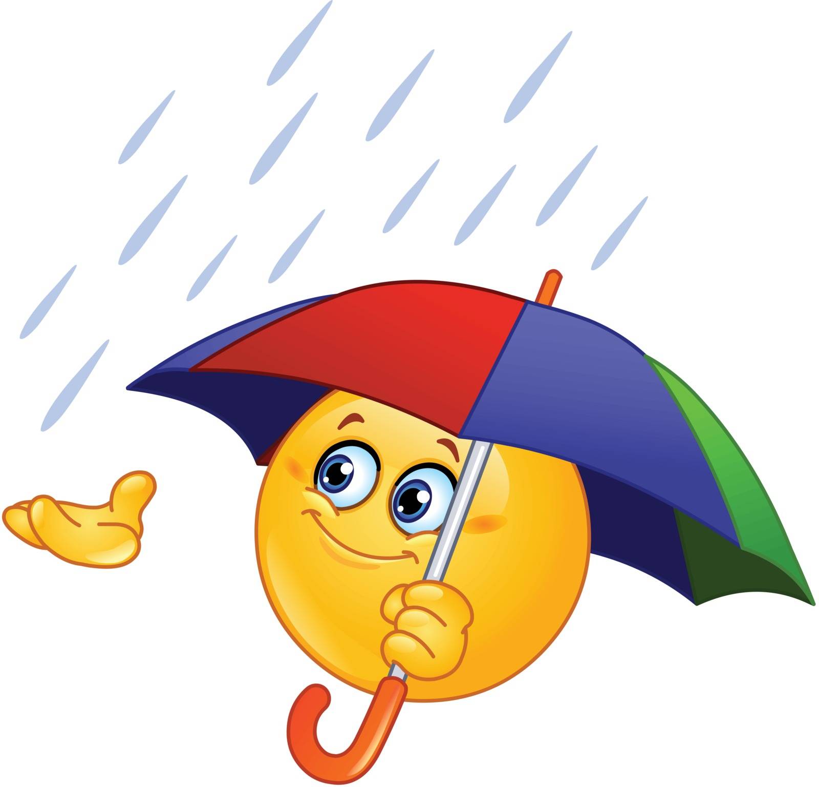 Emoticon holding an umbrella