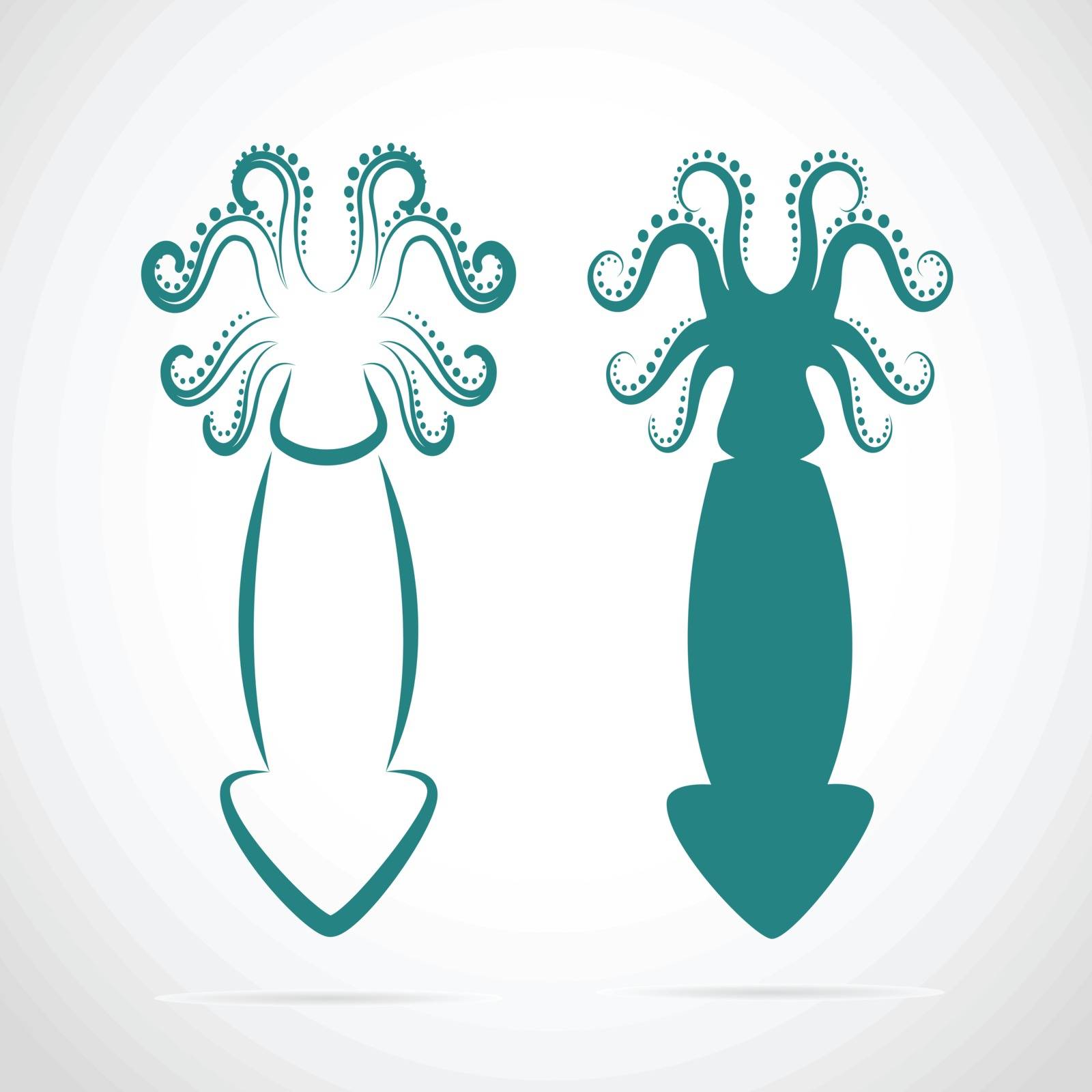 Vector image of an squid on white background.