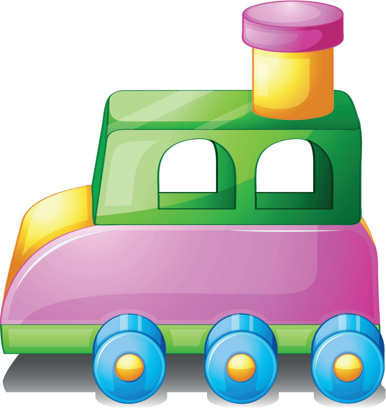 Illustration of a colorful toy car on a white background