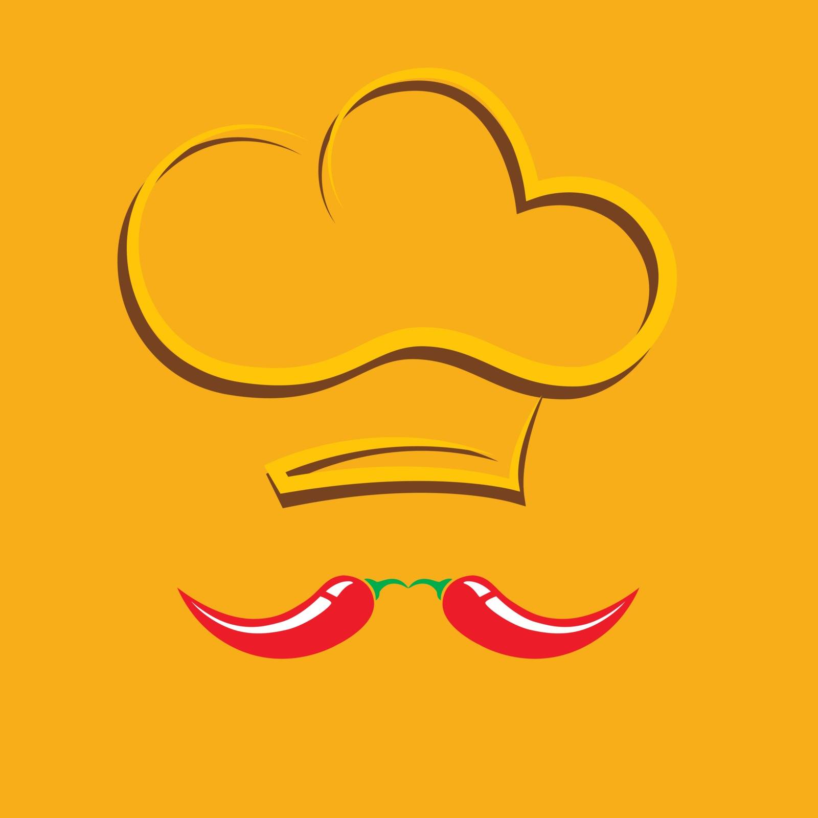 Vecror illustration of a cook hat with pepper mustache