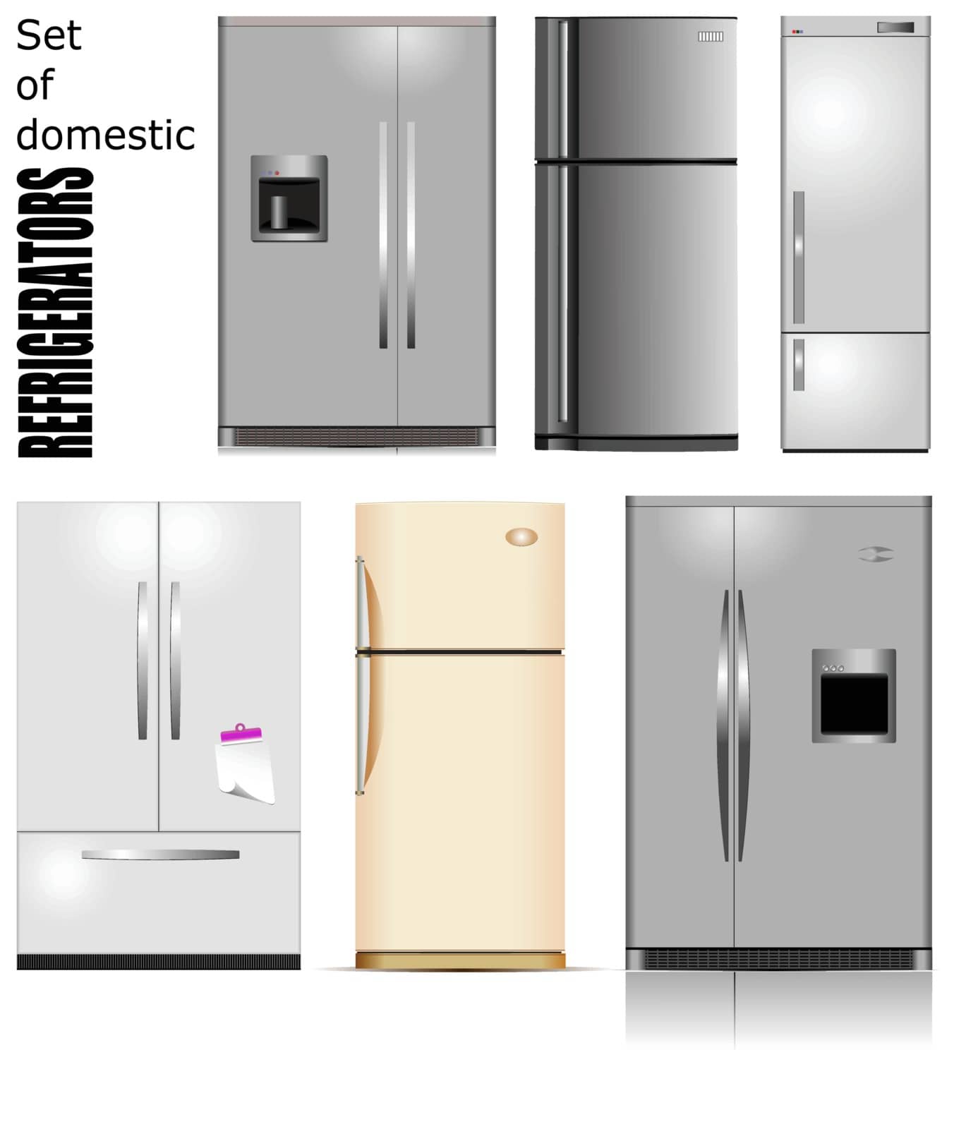 Big set of Domestic refrigerators. Vector illustration by leonido