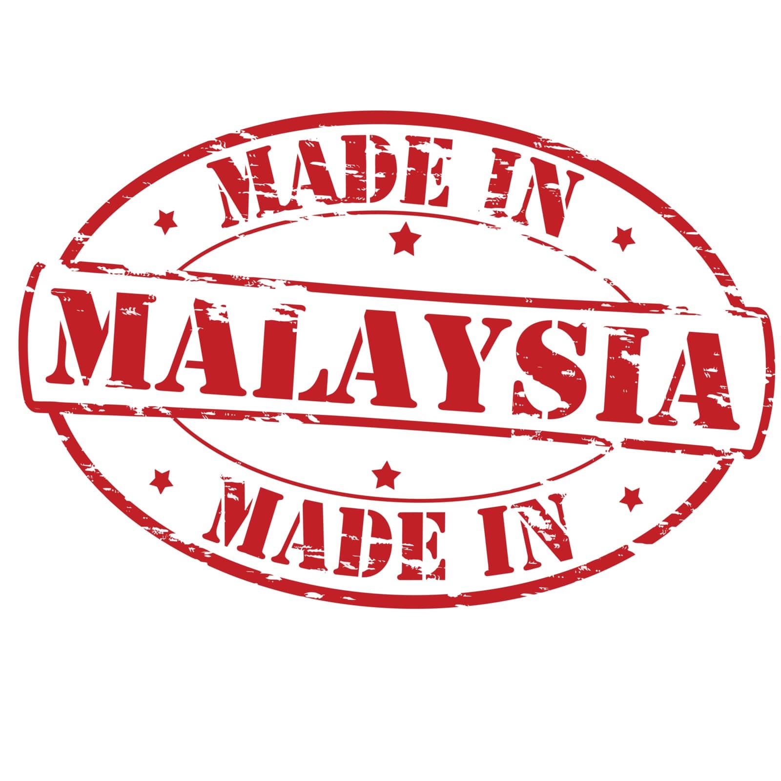 Rubber stamp with text made in Malaysia inside, vector illustration