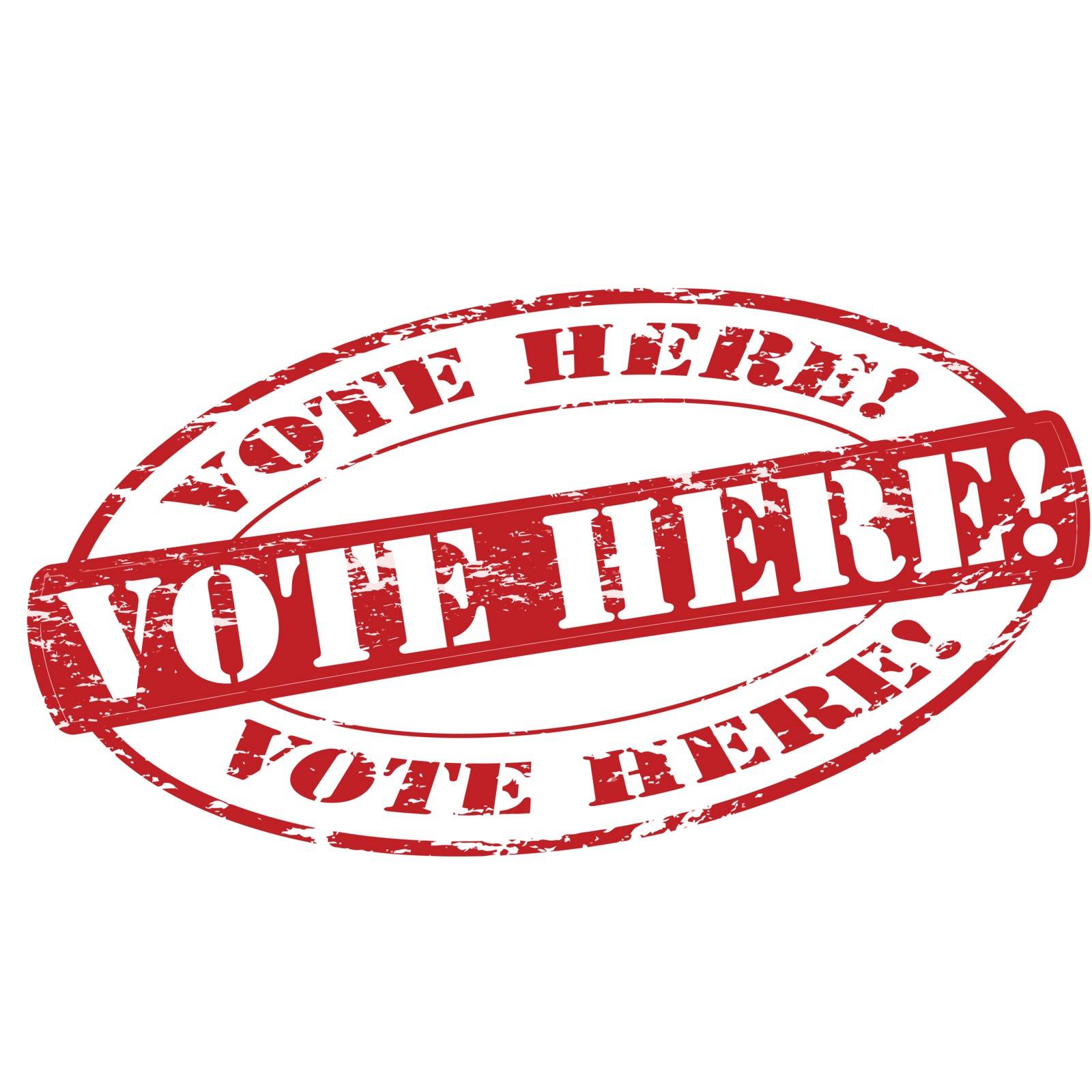 Rubber stamp with text vote here inside, vector illustration