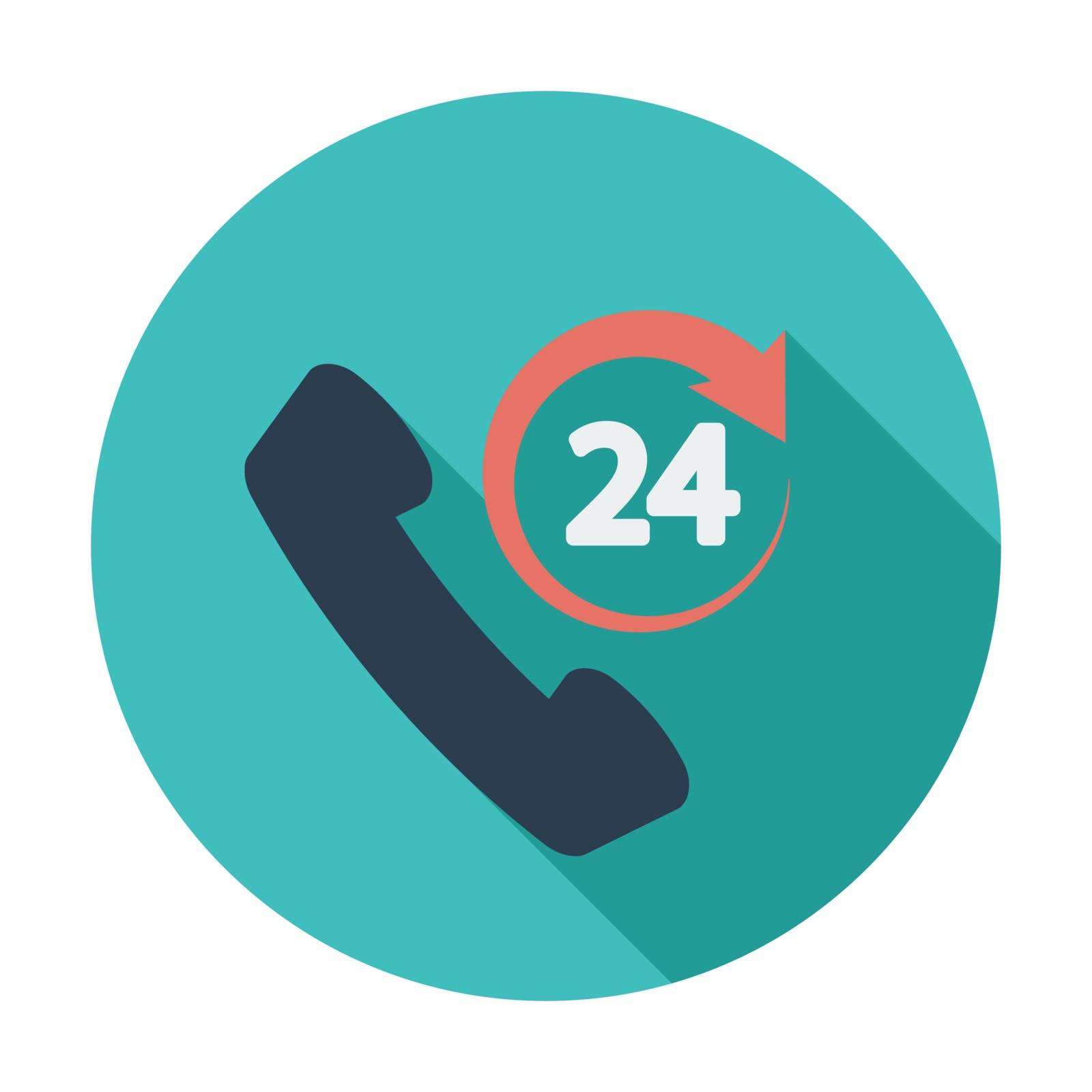 Support 24 hours. Single flat color icon. Vector illustration.