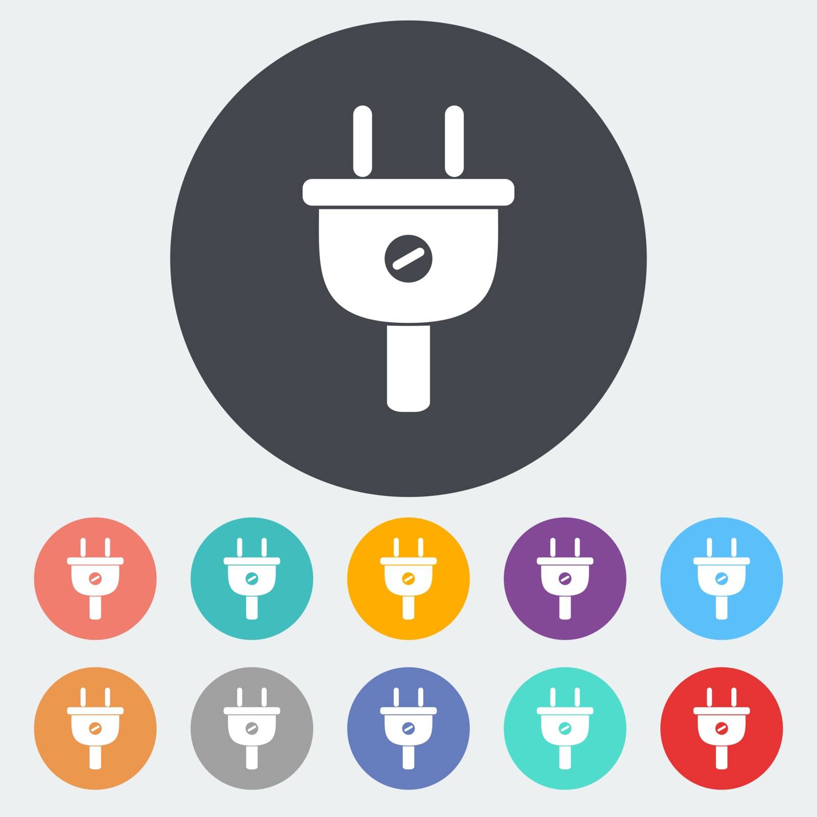 Electrical plug. Single flat icon on the circle. Vector illustration.