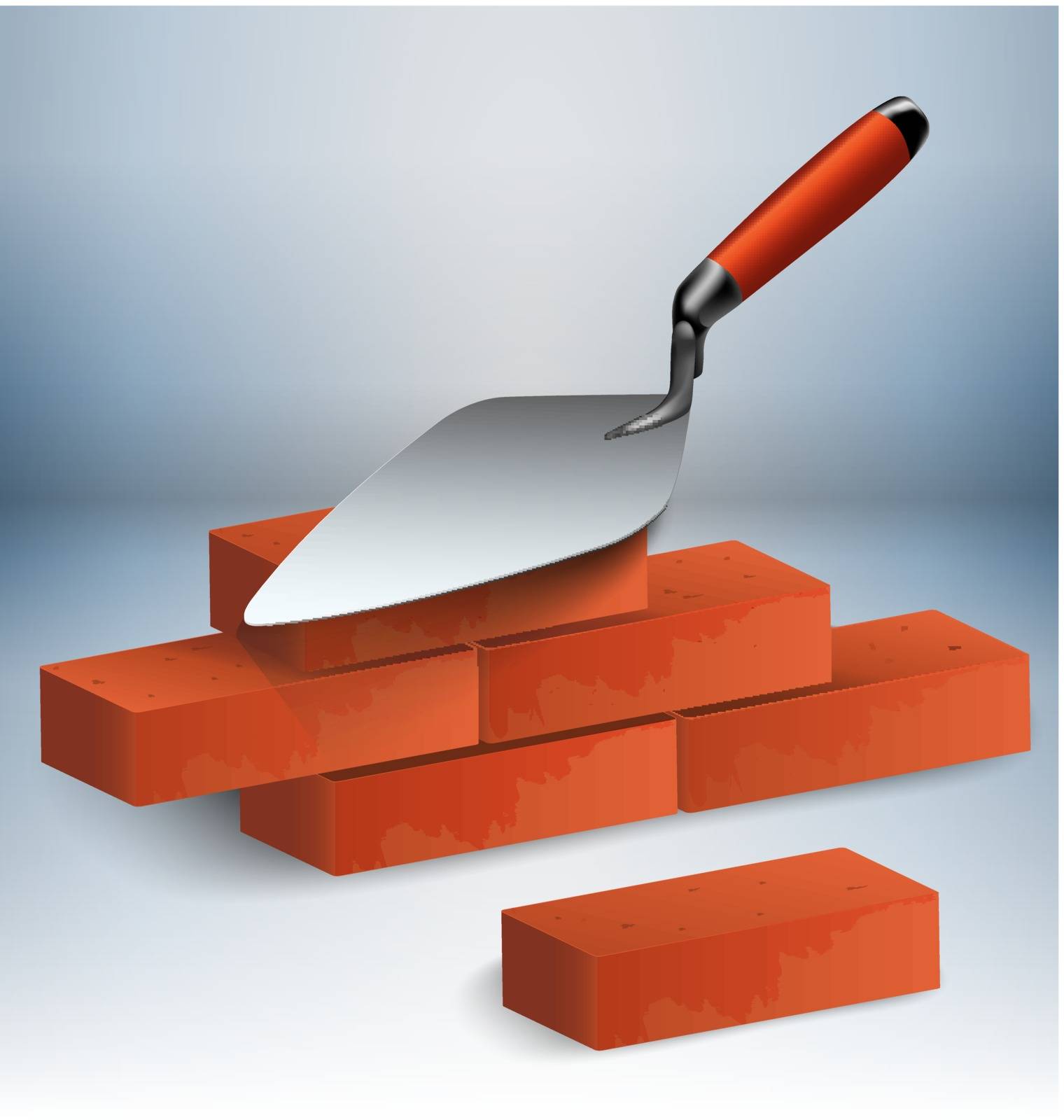 Trowel with a couple of bricks vector illustration